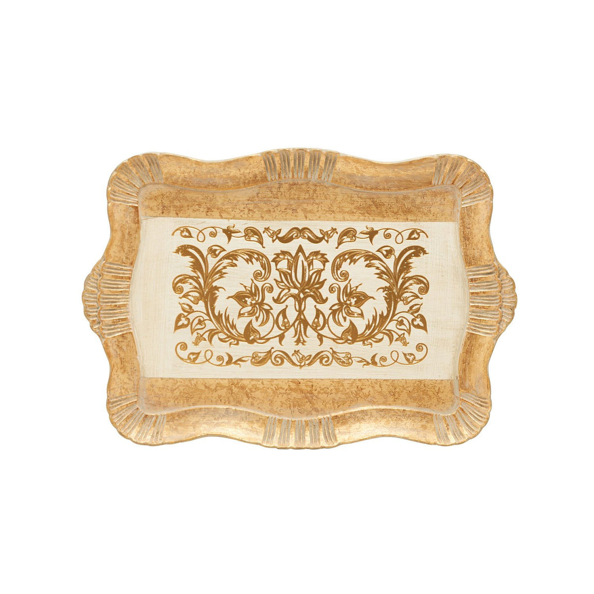 SEZZATINI SPARTACO AVORIO ORO MEDIUM CARVED RECTANGLE TRAY 34 X 48CM - VL-238-4-3131