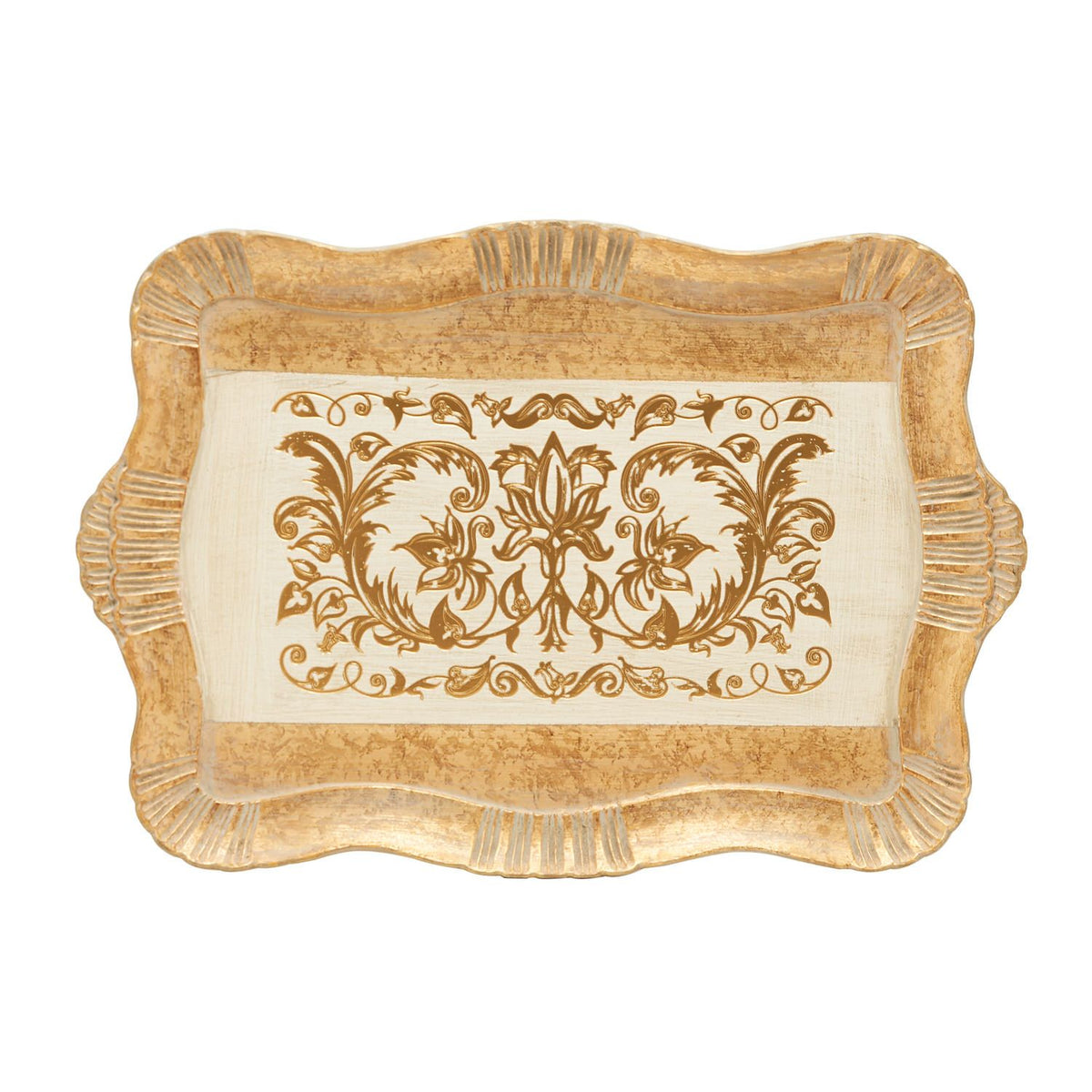 SEZZATINI SPARTACO AVORIO ORO LARGE CARVED RECTANGLE TRAY 38 X 55CM - VL-238-5-3131