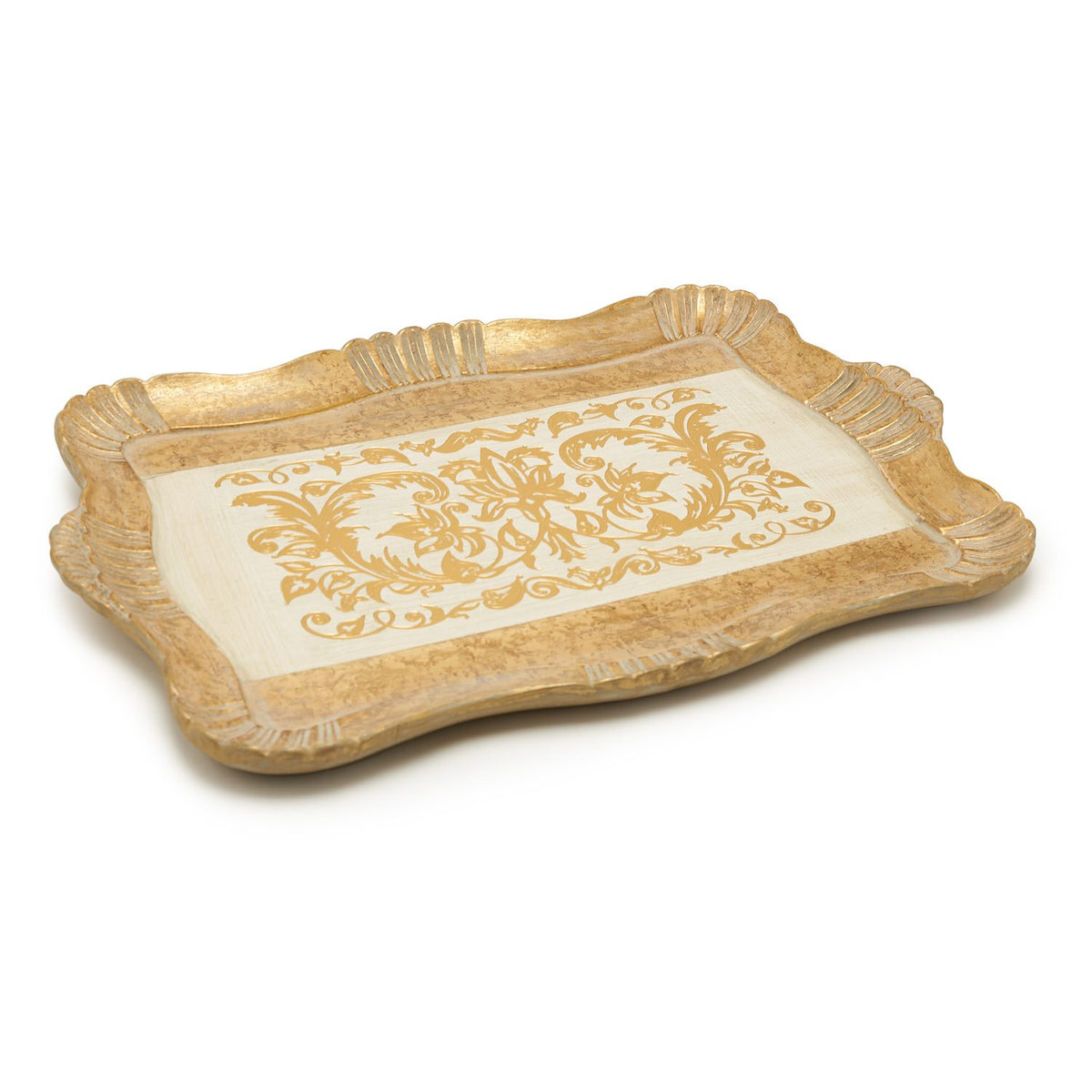 Sezzatini Spartaco Avorio Oro Large Carved Rectangle Tray 38 X 55Cm - Vl-238-5-3131
