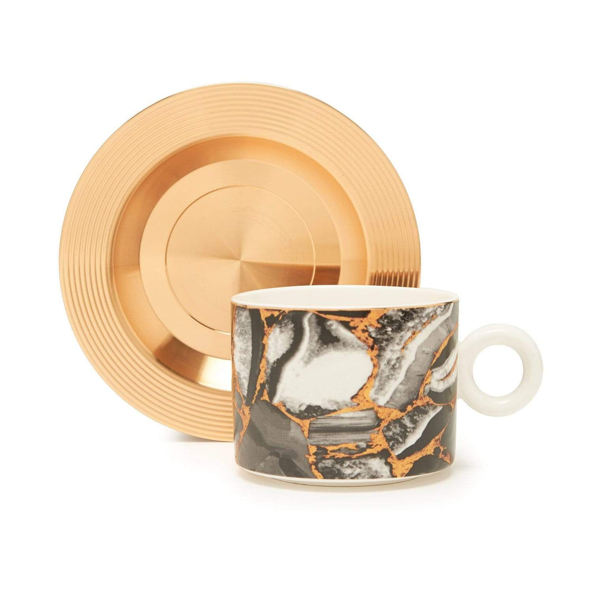 Amber Marlene Gold 12Pc Set Tea Cup/Saucer - Am3489-200-S12-Mar