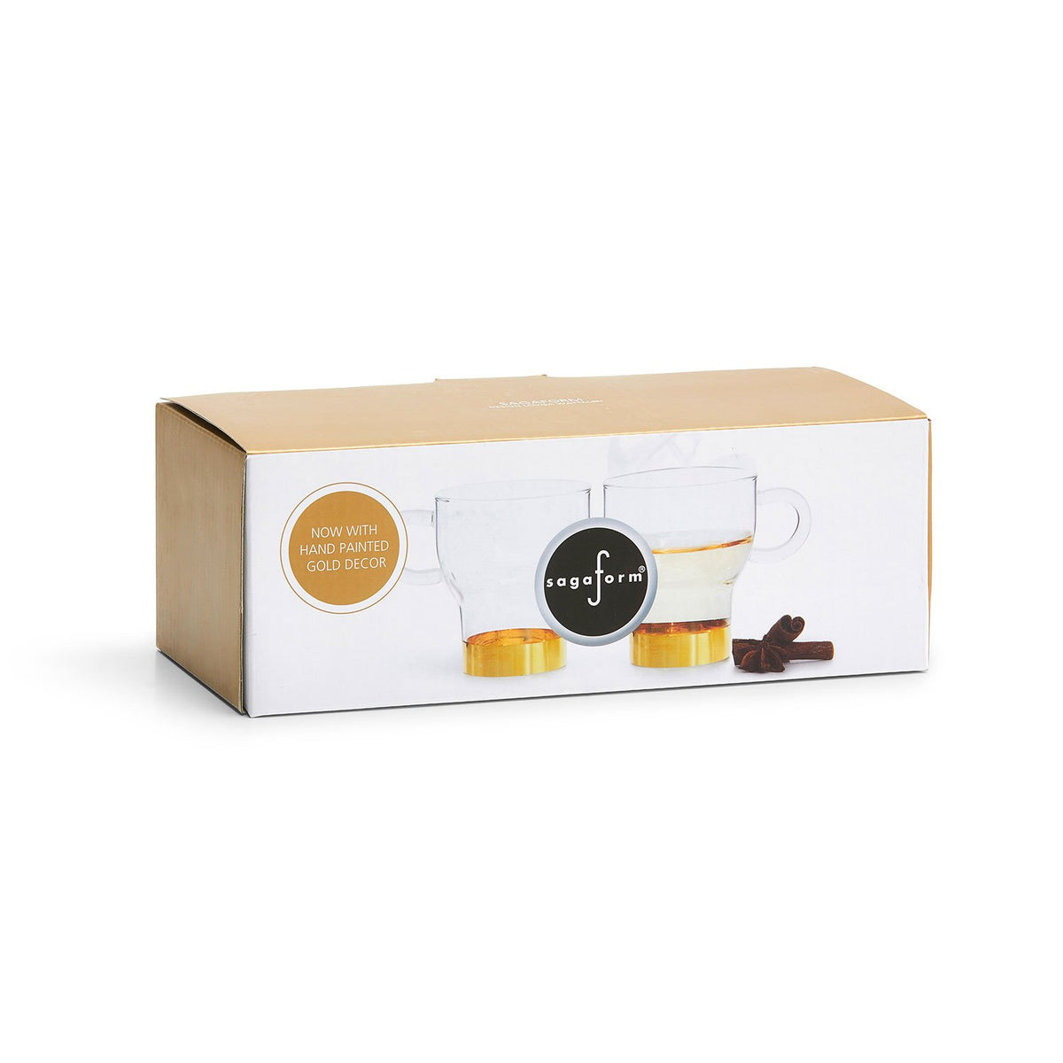 Sagaform Small Glass Mug Pack Of 2 Gold - 5018076