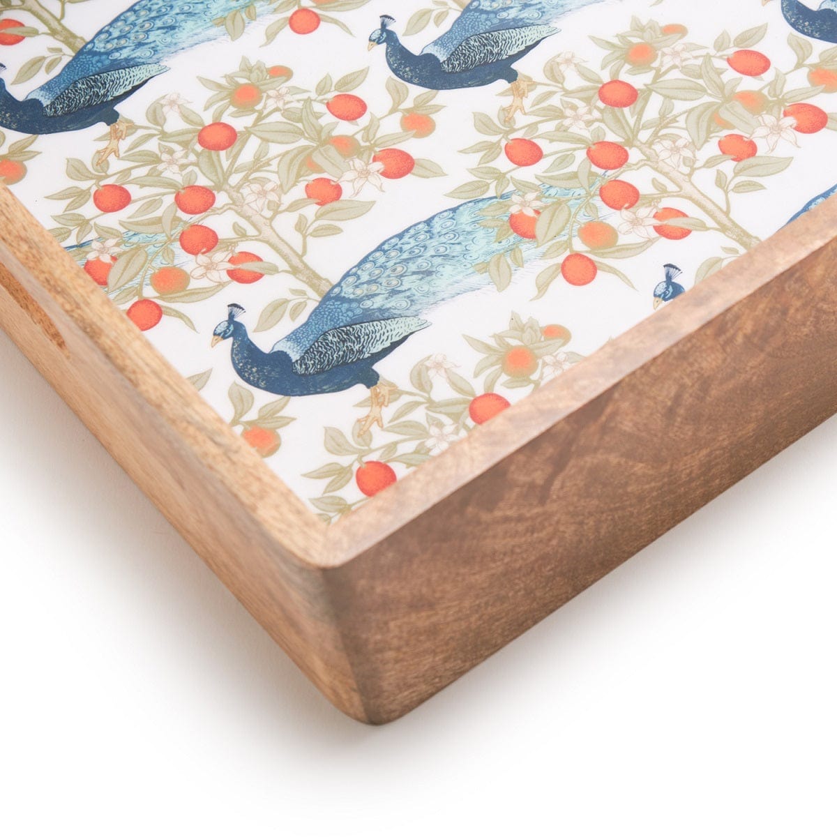 Indra Blue Peacock Square Tray 14X14 Inches