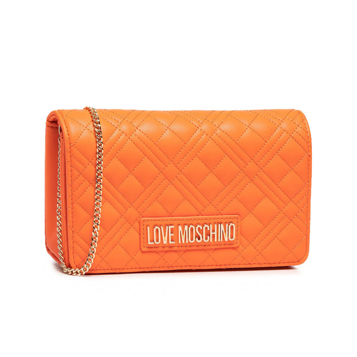 LOVE MOSCHINO QUILTED CLUTCH BAG ORANGE