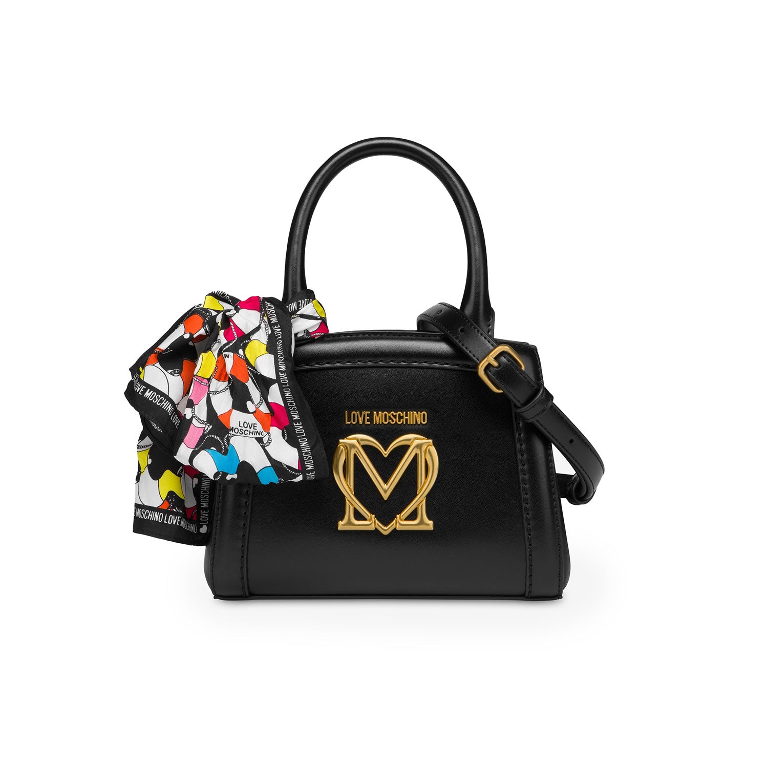 LOVE MOSCHINO MINI HANDBAG WITH FOULARD BLACK