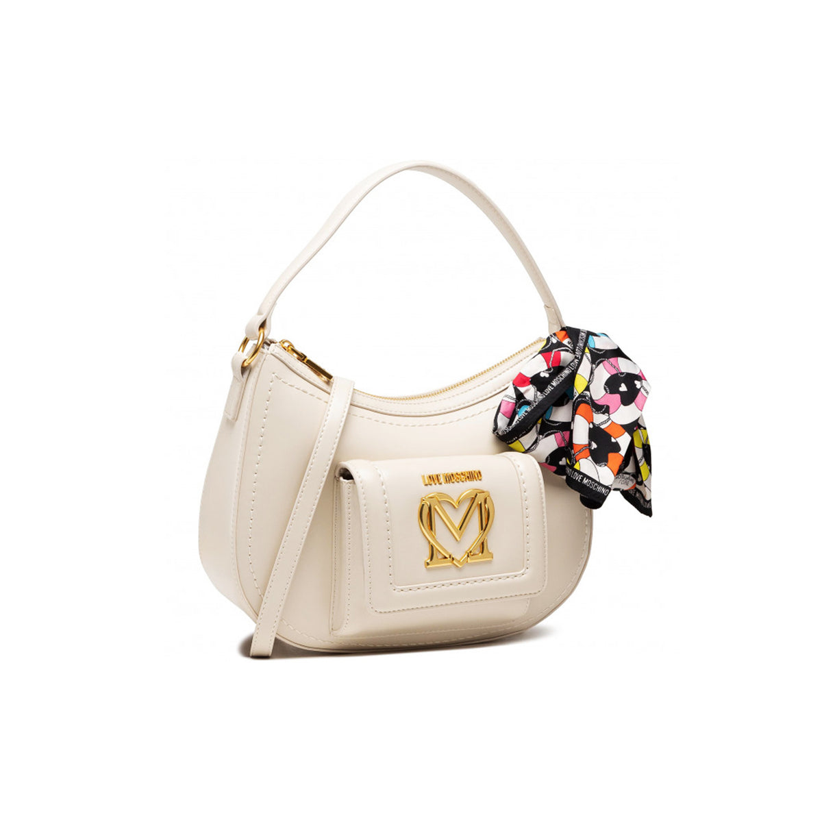LOVE MOSCHINO SHOULDER BAG WITH FOULARD WHITE