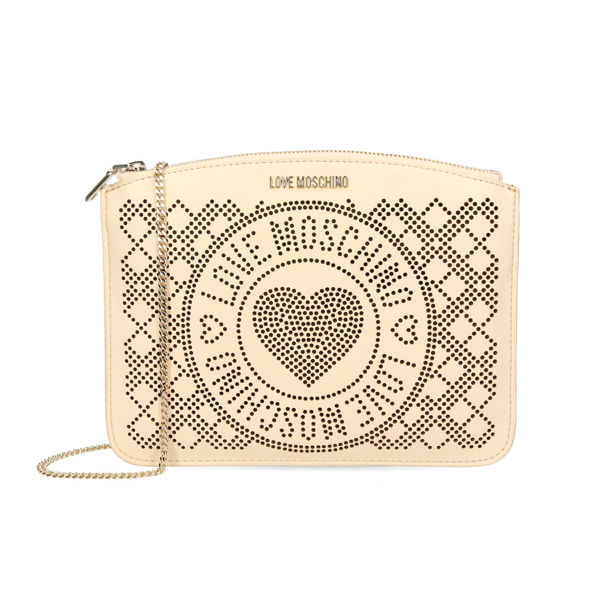 LOVE MOSCHINO PERFORATED HEART CROSSBODY BAG WHITE