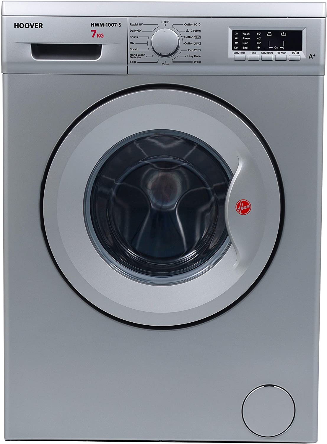 Hoover 7Kg Front Load Washing Machine, 1000 Rpm, Silver - Hwm-1007-S (Made In Turkey)