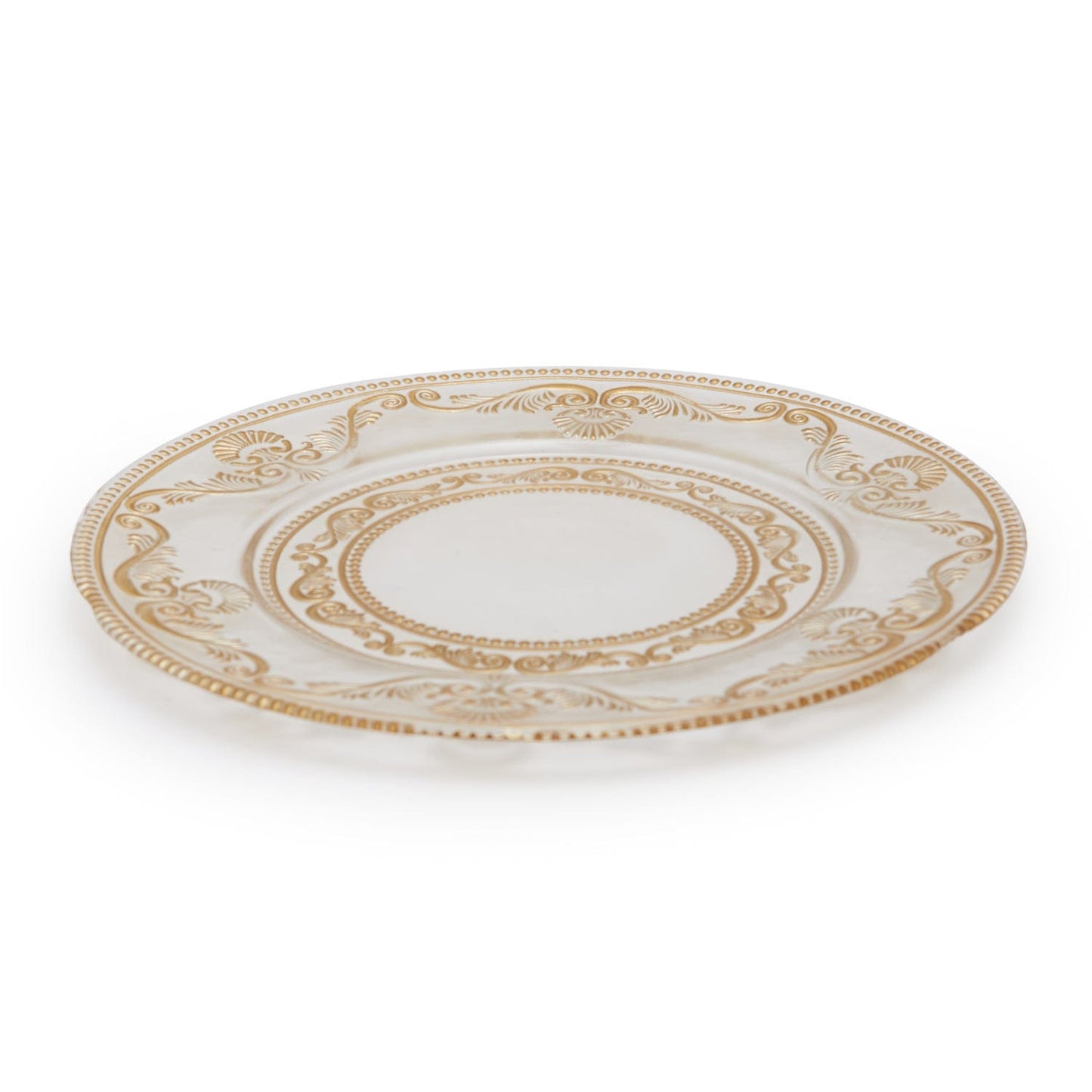 Glass Charger Plate Clear With Gold Burshing - 1Q1935-832