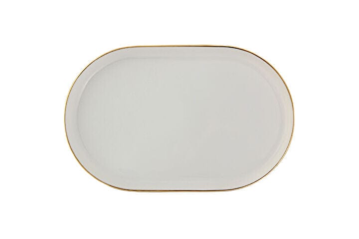 PORLAND PORSELEN CHOPIN GOLD BANDED OVAL PLATE 18CM