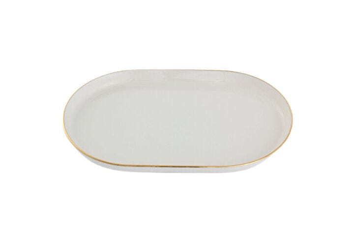 Porland Porselen Chopin Gold Banded Oval Plate 18Cm