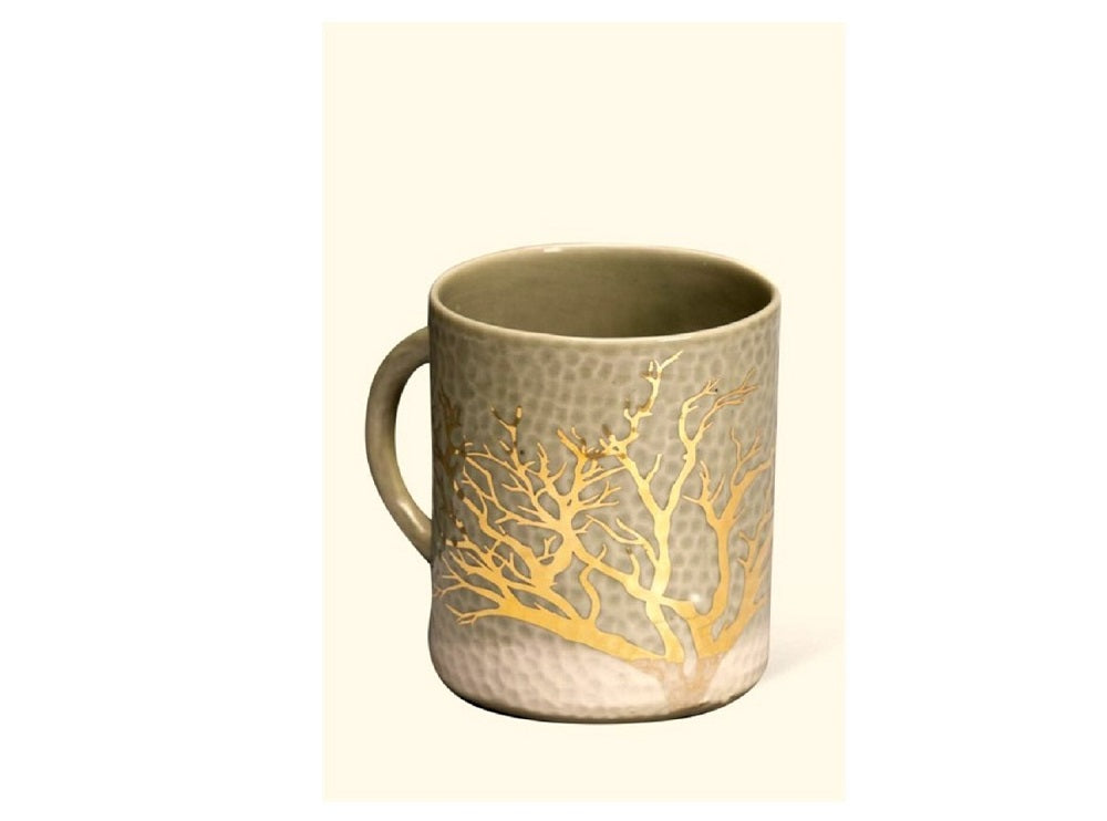 OZLEM TUNA GOLDEN TREE MUG WHITE