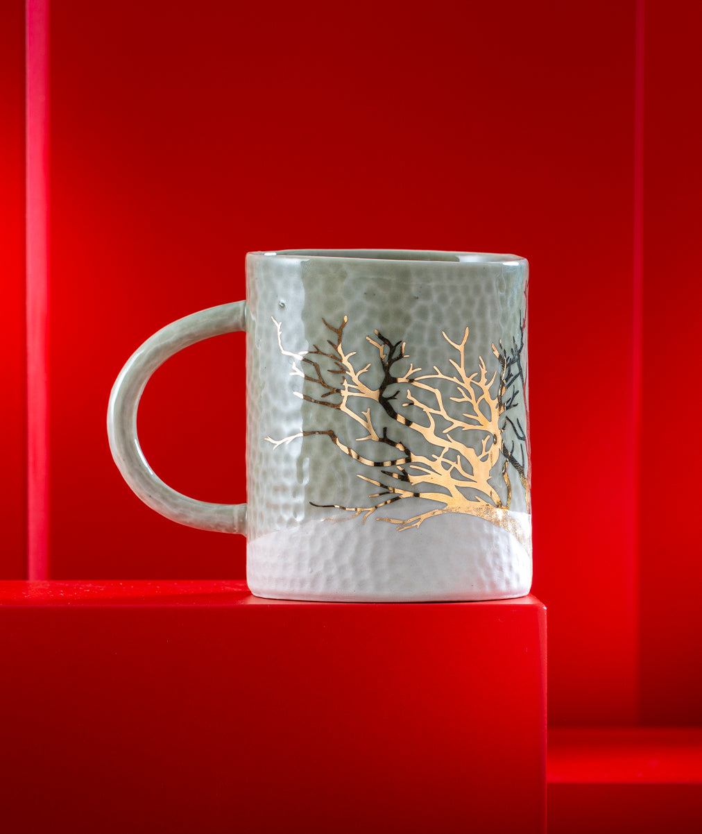 Ozlem Tuna Golden Tree Mug White