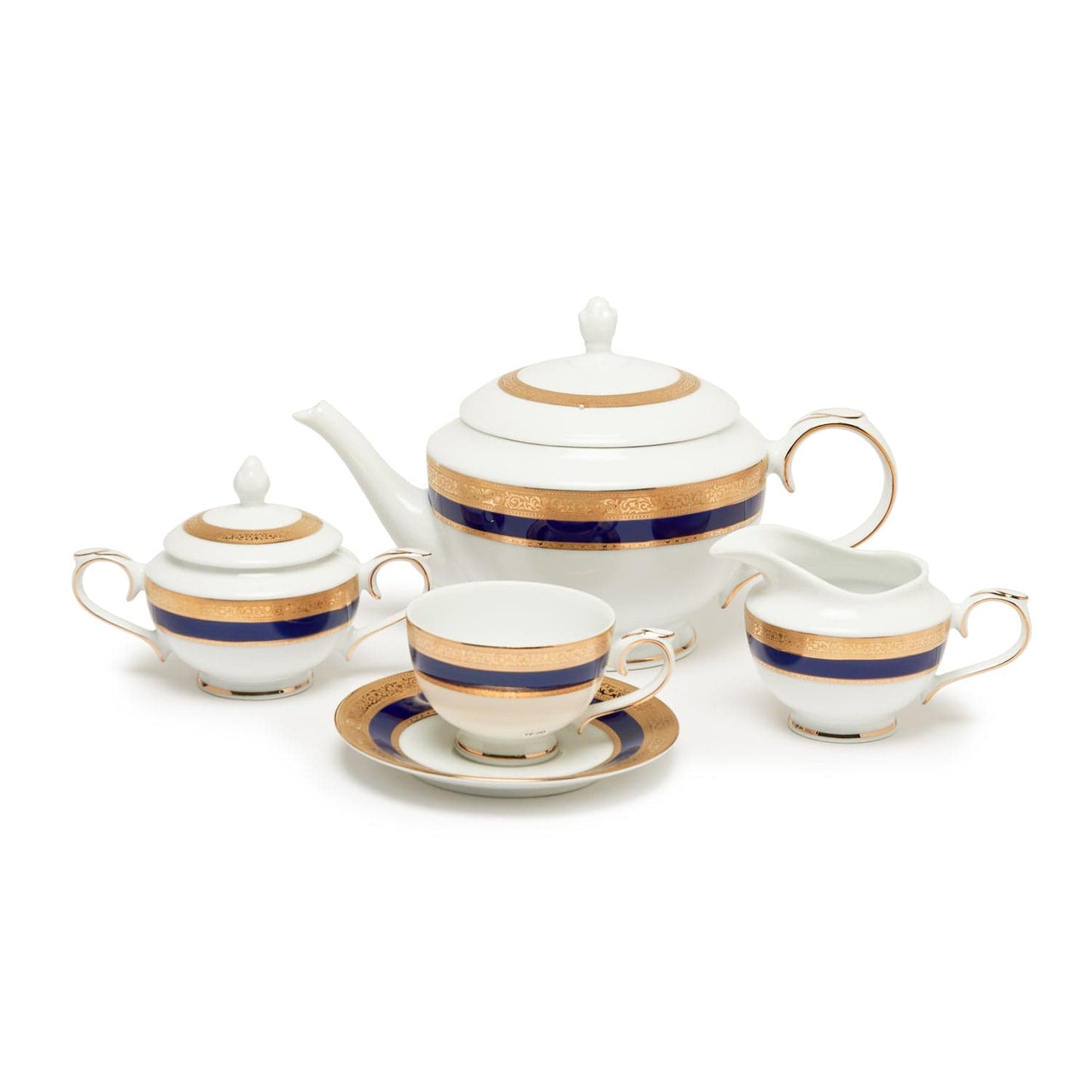 Dankotuwa Victorian Gold Cobalt 59Pc Dinner Set