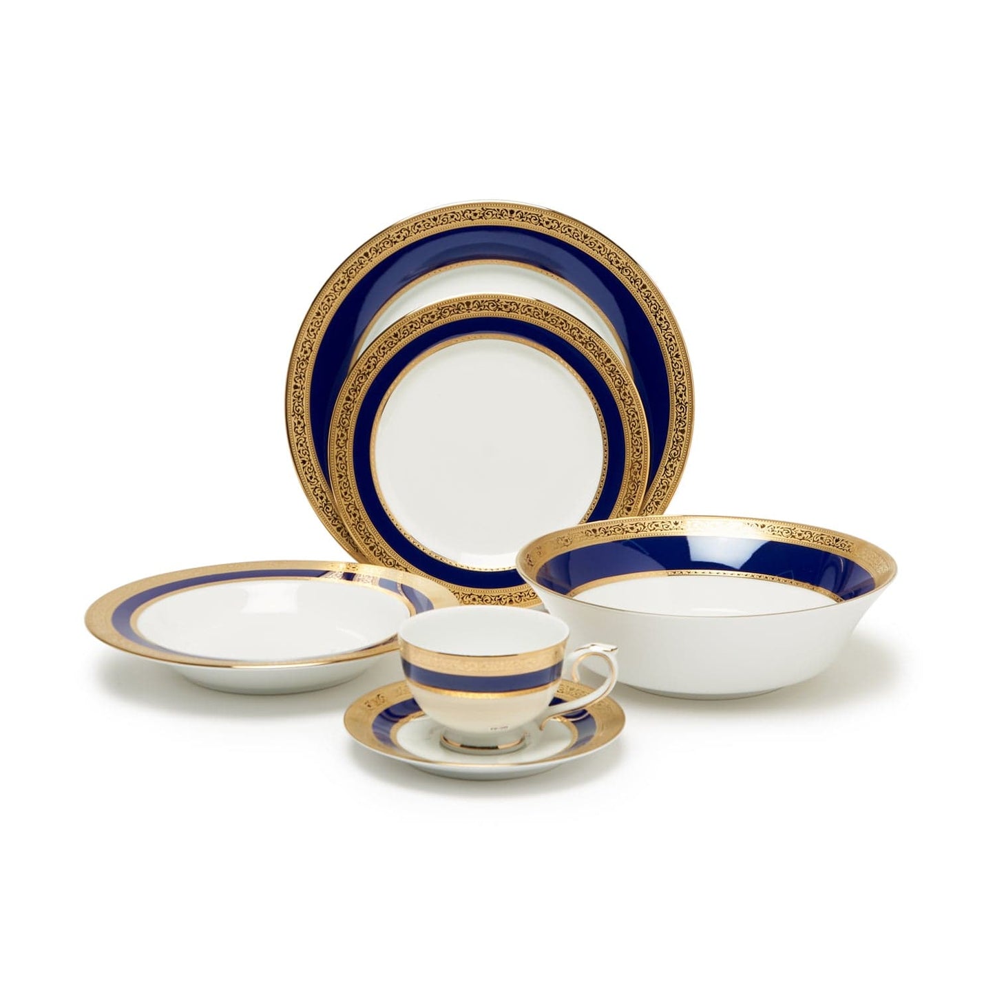 Dankotuwa Victorian Gold Cobalt 24Pc Dinner Set