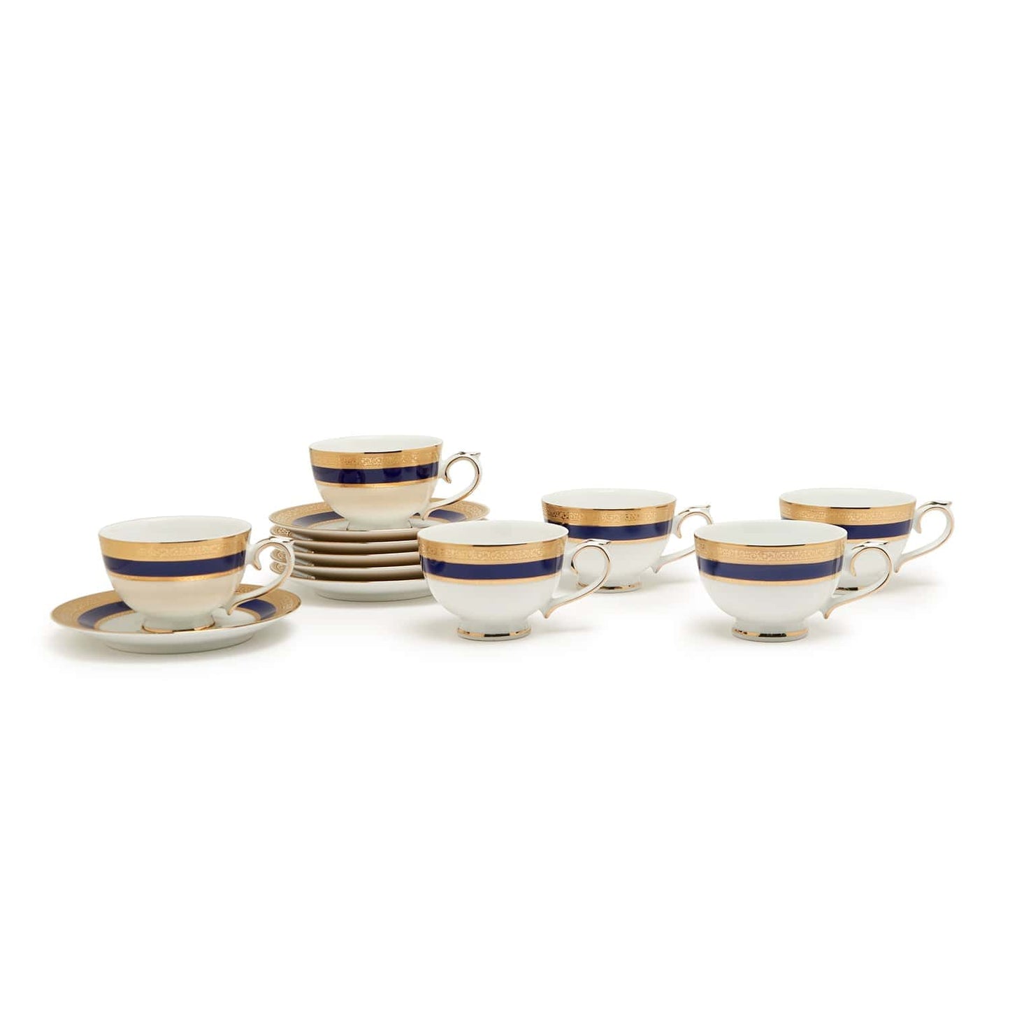 Dankotuwa Victorian Gold Cobalt 6Pc Tea Cup And Saucer