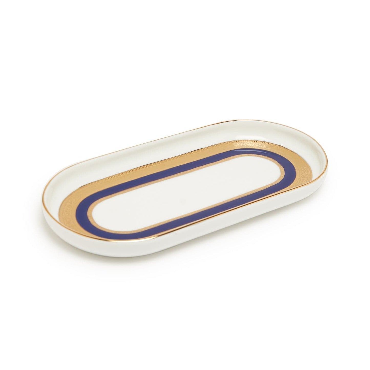 Dankotuwa Victorian Gold Cobalt 12In Oval Platter - Small