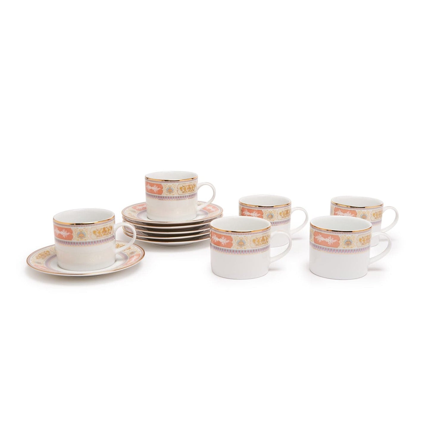 Dankotuwa New Rosemery Peach 6Pc Tea Cup And Saucer