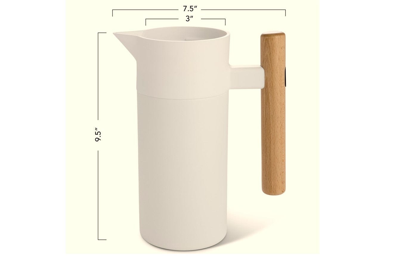 Hastings Mysa Thermal Carafe Double Wall Stainless Steel 1.2L White With German Beechwood Handle - Hcmysawht
