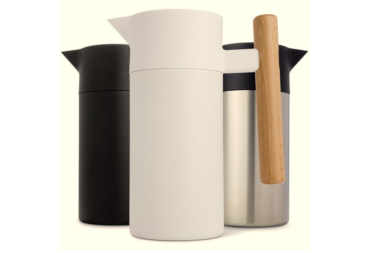 Hastings Mysa Thermal Carafe Double Wall Stainless Steel 1.2L White With German Beechwood Handle - Hcmysawht