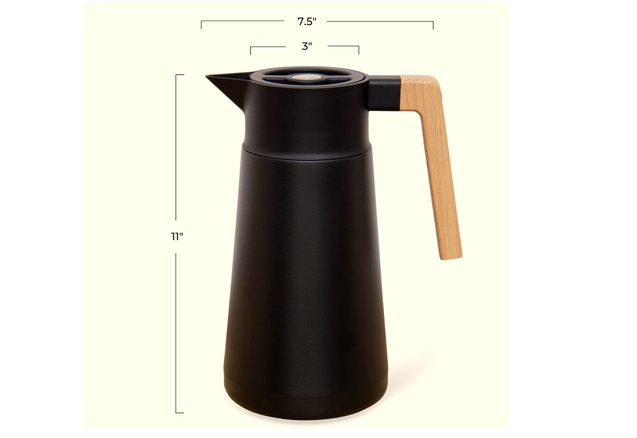 Hastings Venera Thermal Carafe Double Wall Stainless Steel 2L Black With German Beechwood Handle - Hcvenblk
