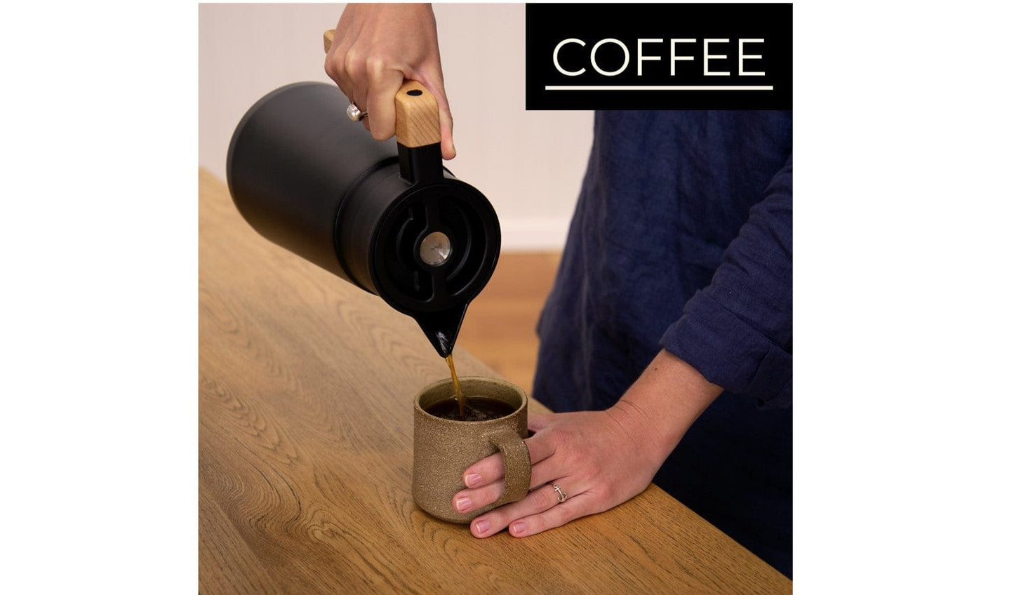 Hastings Venera Thermal Carafe Double Wall Stainless Steel 2L Black With German Beechwood Handle - Hcvenblk