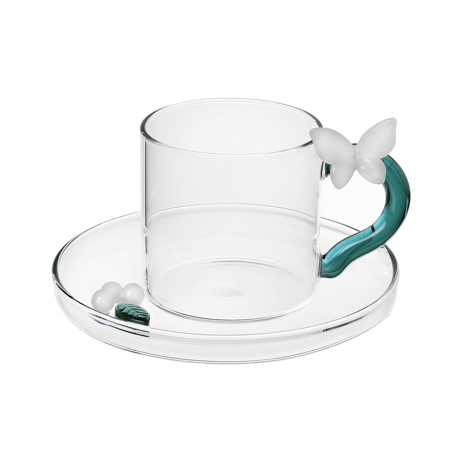 ICHENDORF MILANO COFFEE CUP & SAUCER WITH WHITE BUTTERFLY