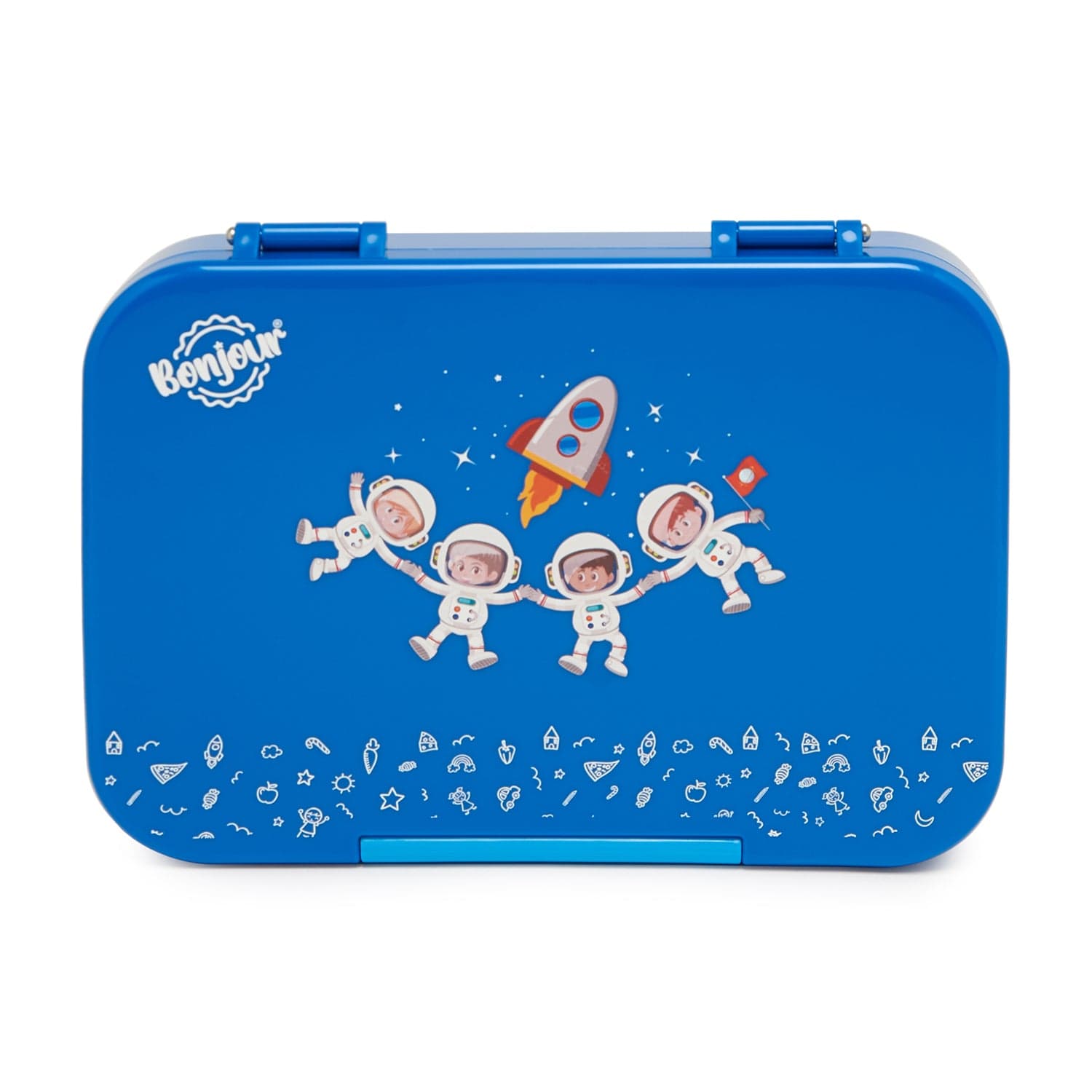 BONJOUR RECTANGULAR MINI LUNCH BOX 6/4 COMPARTMENT DESIGN001 BLUE SPACEMAN