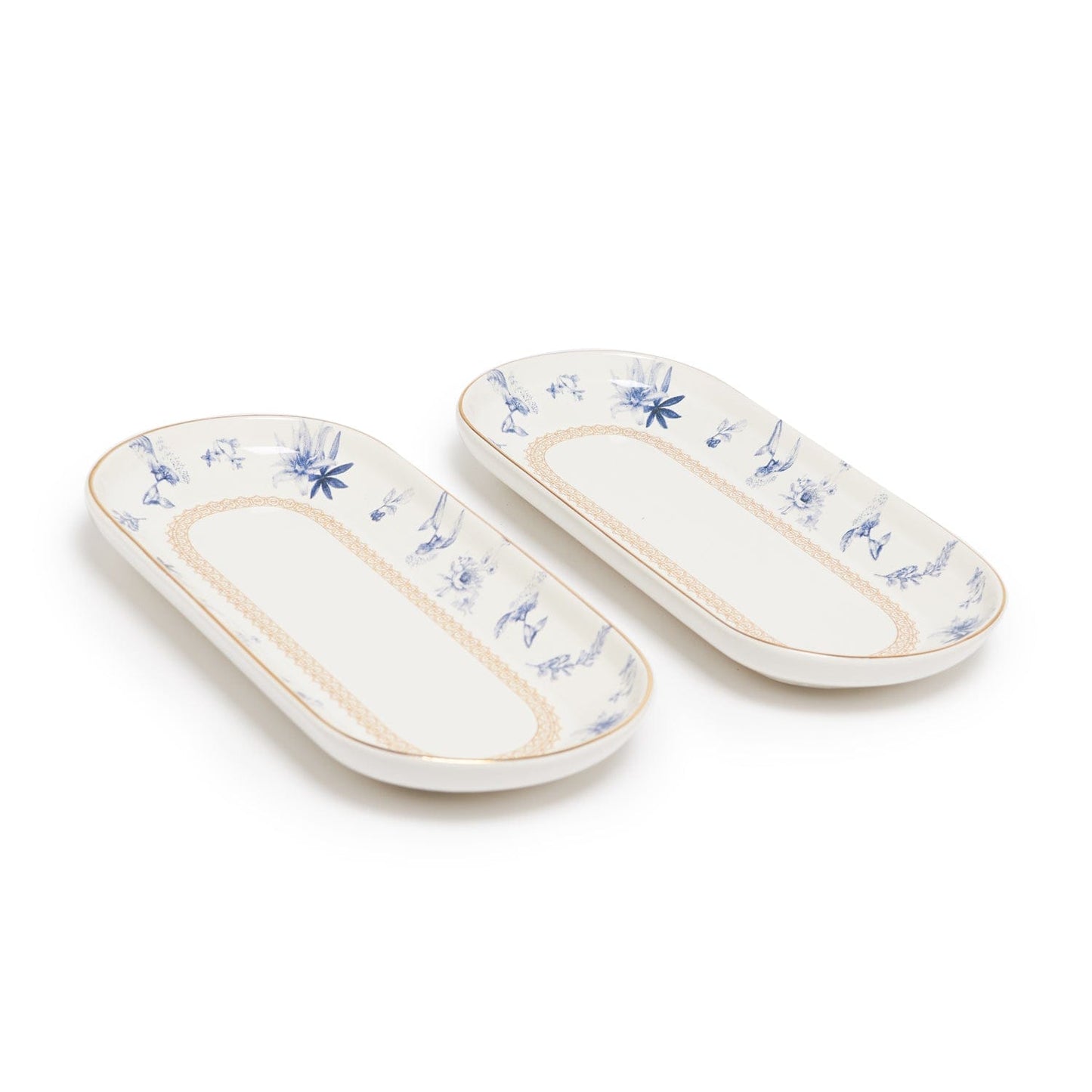 Blue Bird Large Boat Plate Set Of 2 Pcs