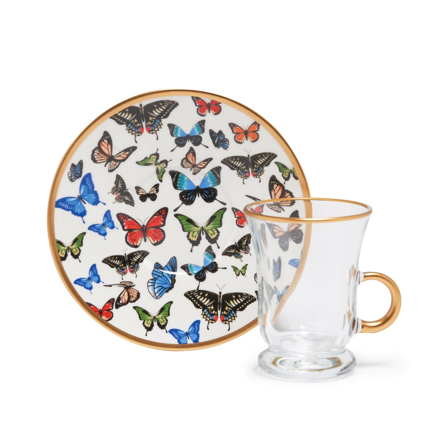 Butterfly Tea Glasses Set Of 6 Pcs