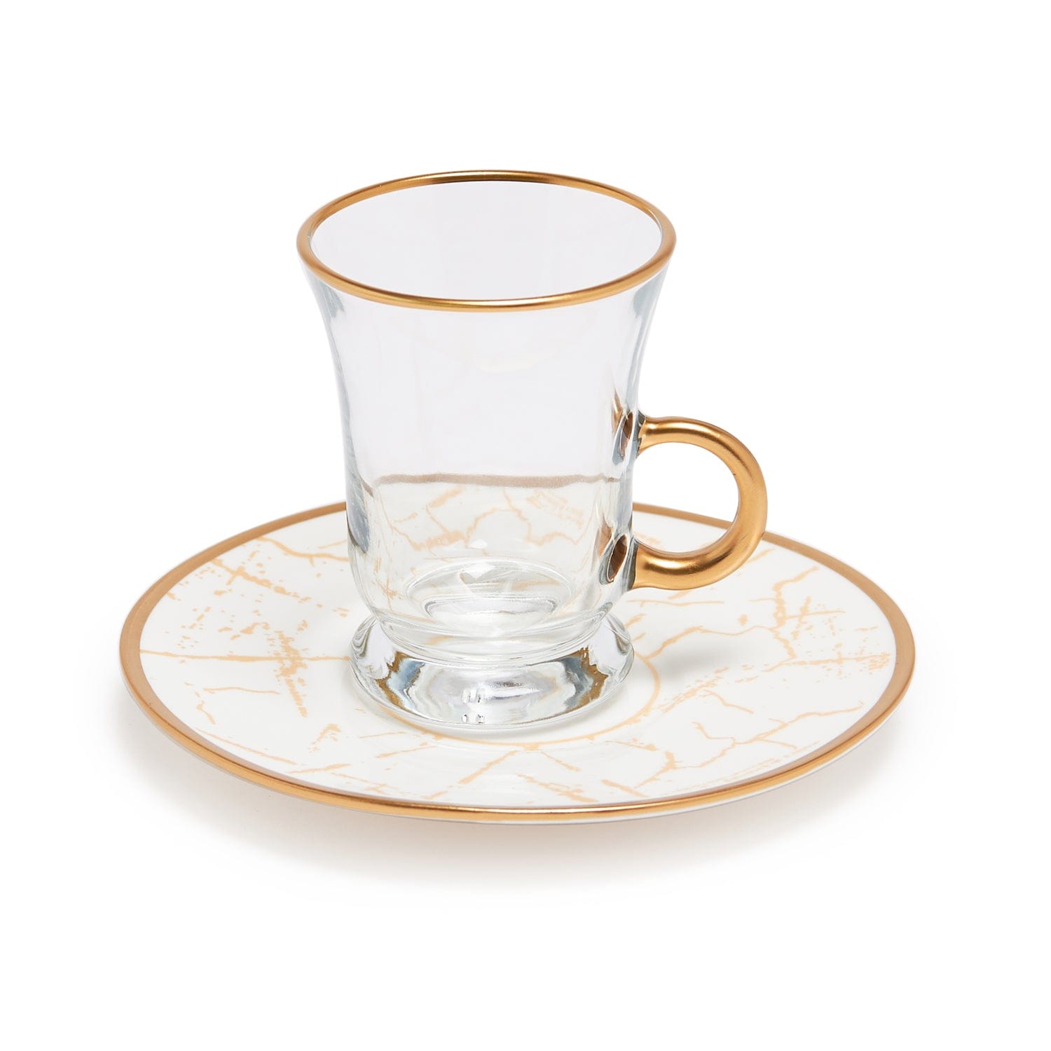 White Marble Tea Glasses Set Of 6 Pcs