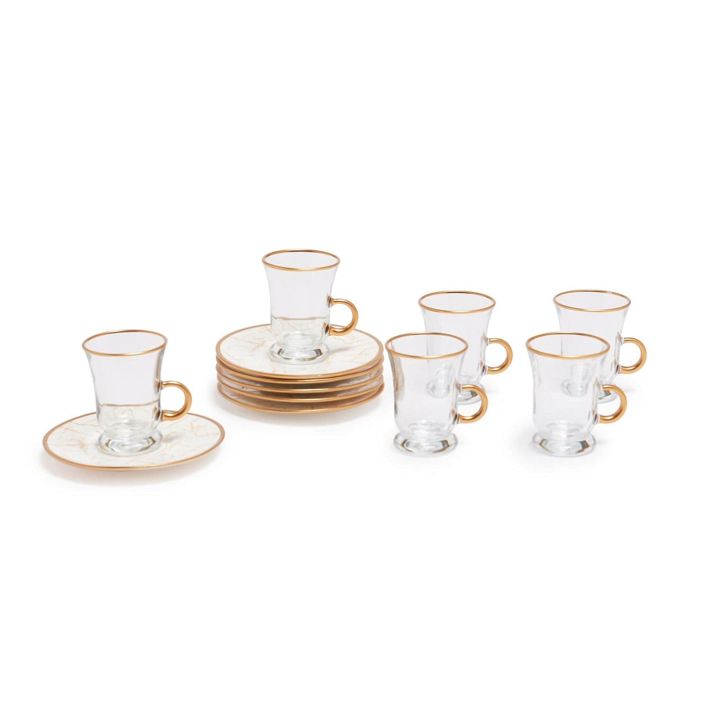 White Marble Tea Glasses Set Of 6 Pcs