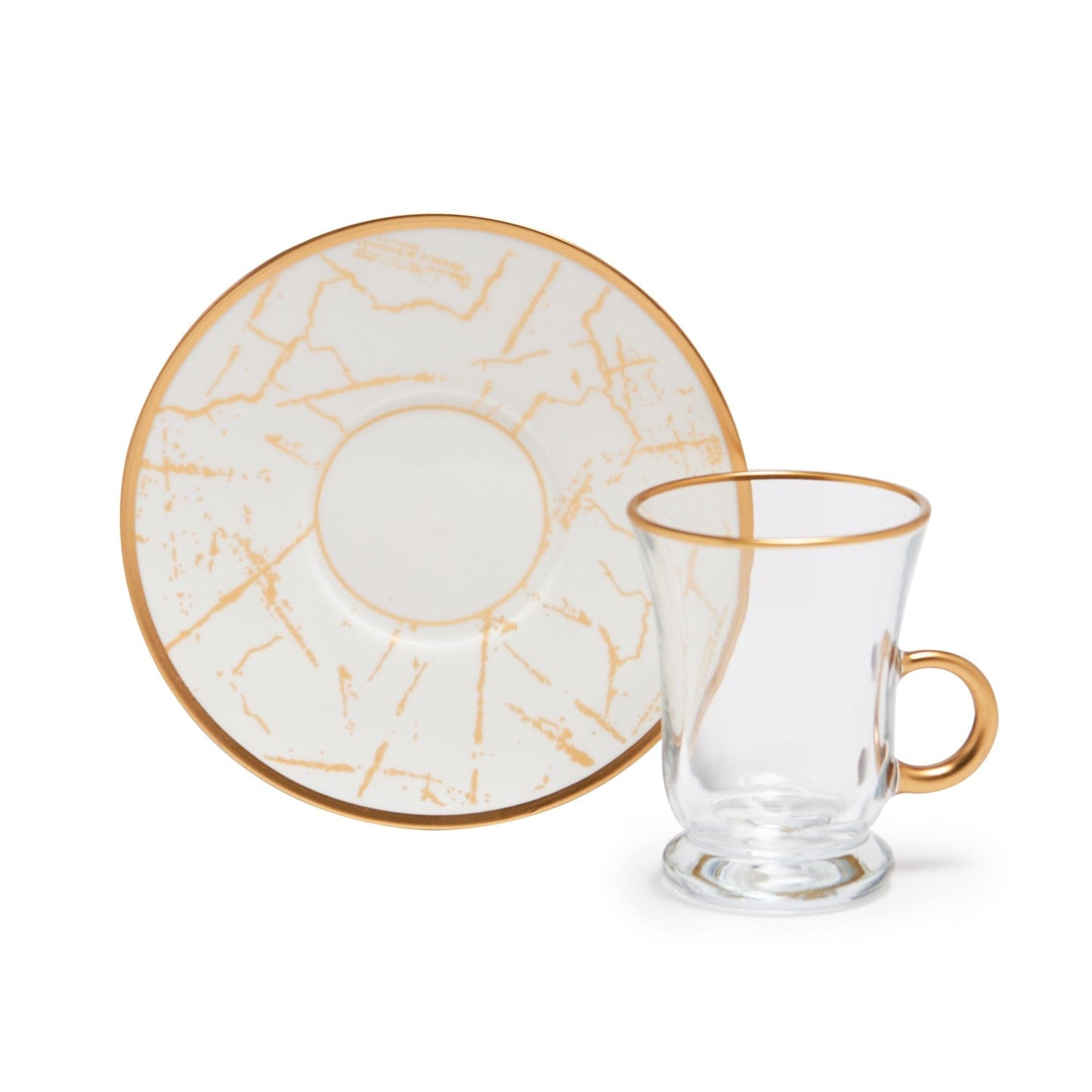 White Marble Tea Glasses Set Of 6 Pcs