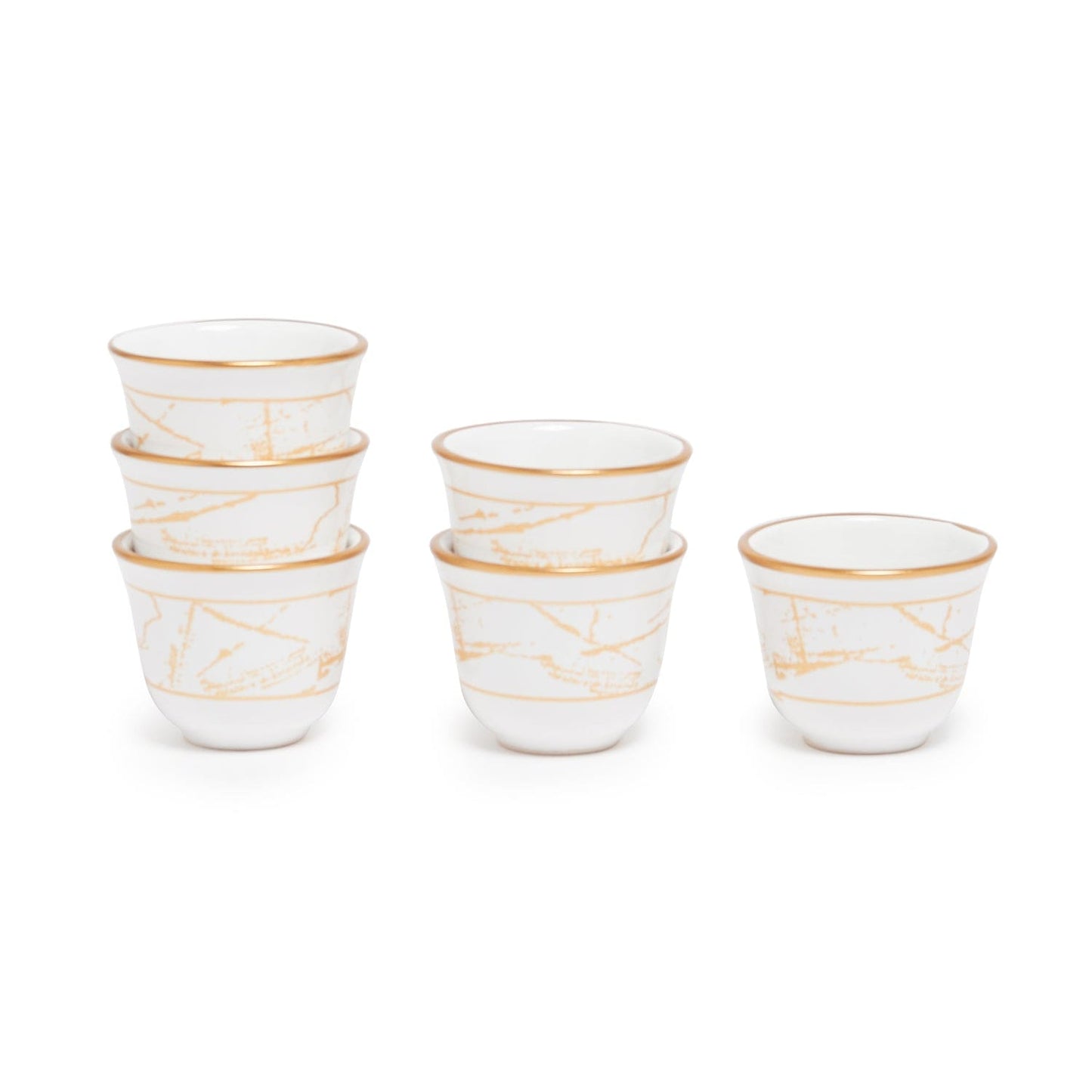 White Marble Gawa Cups Set Of 6 Pcs