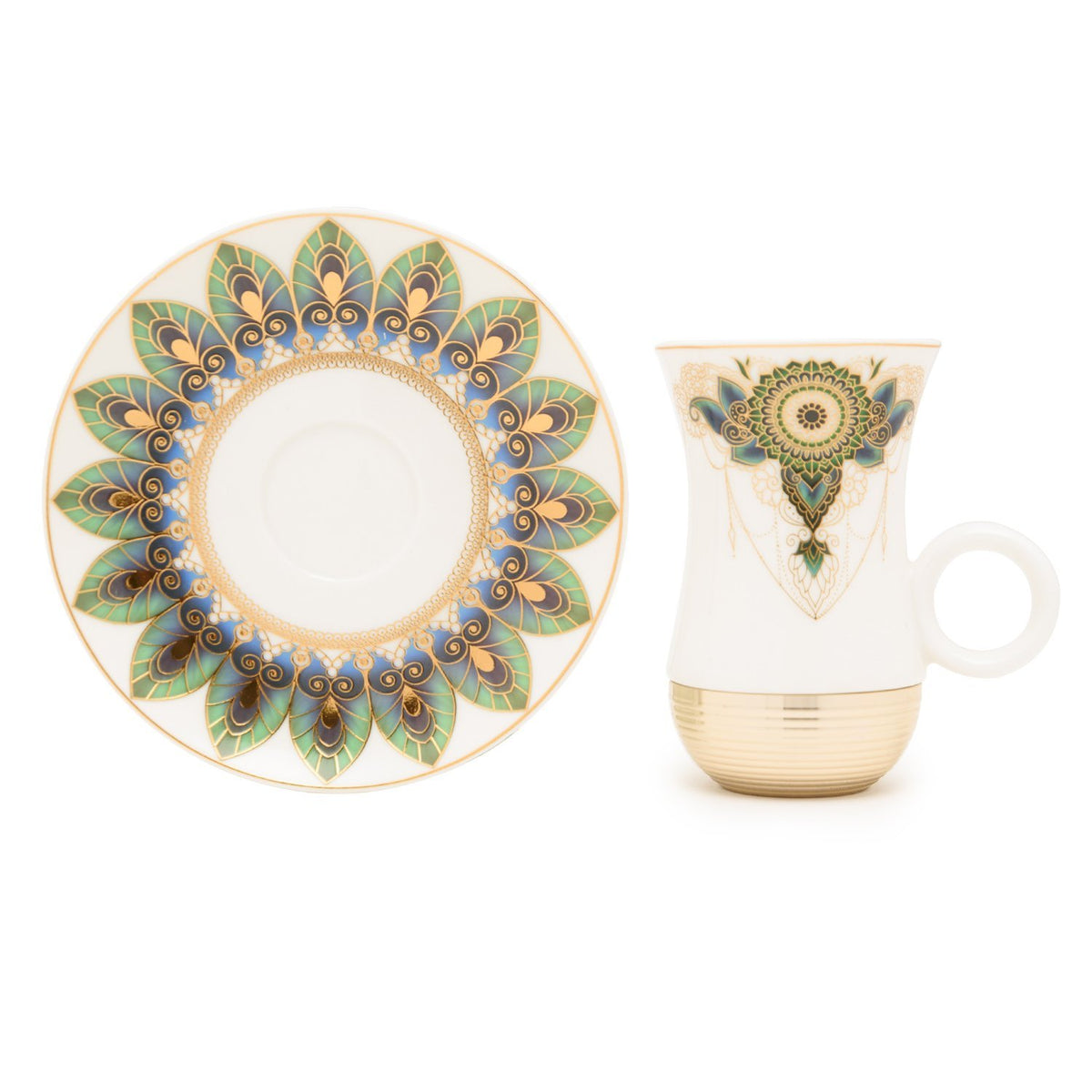 Am Rhianon Gold With Decorated Flask Tea Set - 22 Pieces - Am9415-S21/036