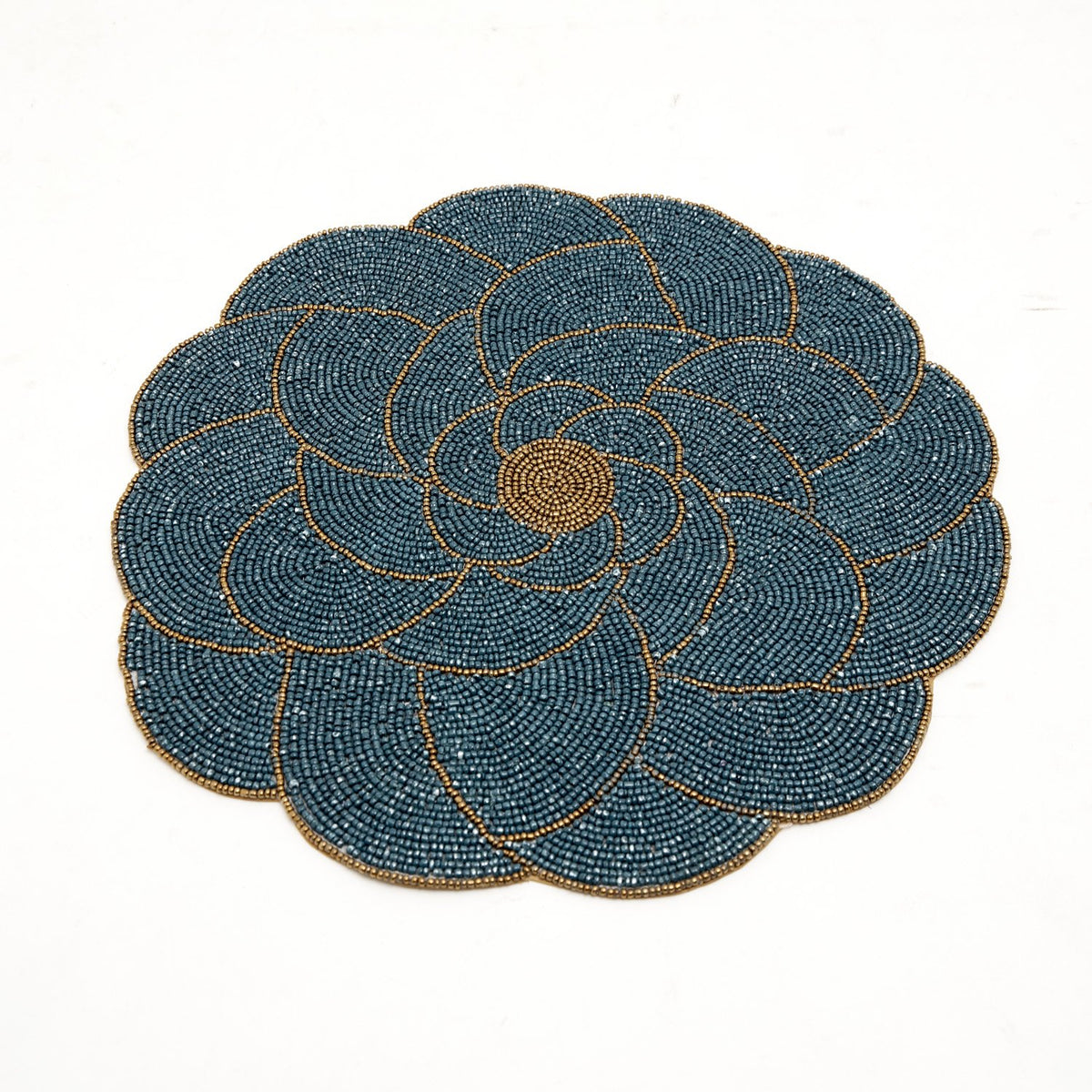 ARVIND DAISY GLS BEADED PLACEMAT TEAL BLU/GLD 36X36 - PM172177