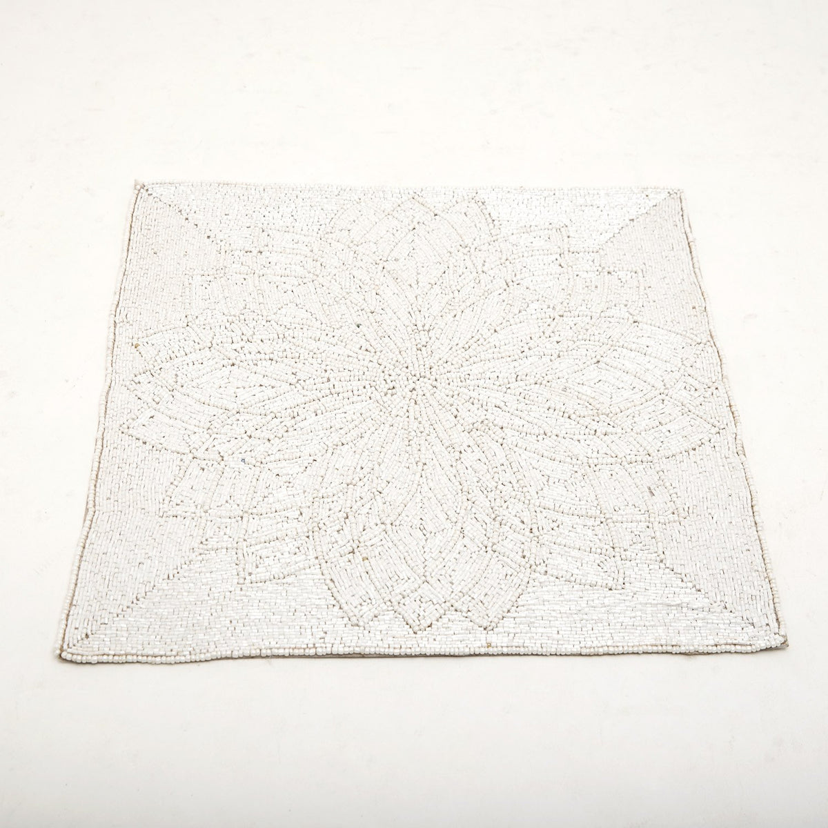 ARVIND SQUARE GLASS BEADED PLACEMAT WHT 36X36 - PM172158 D