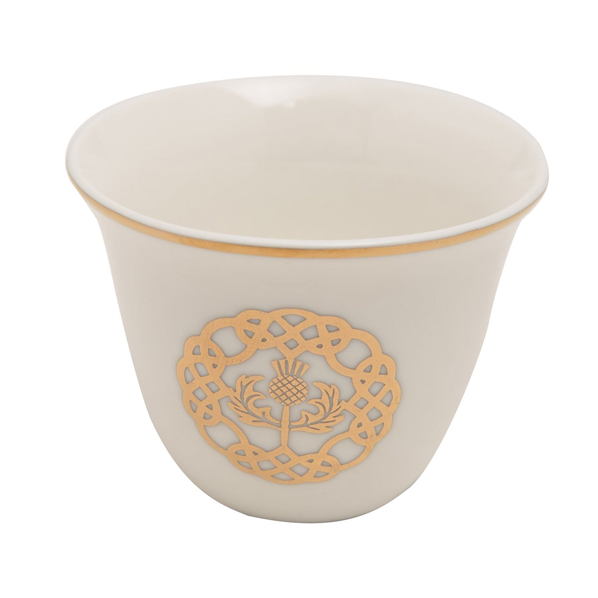 12Pc Arabic Cawa Cups Gld Line Wht Bc - Sy118-G