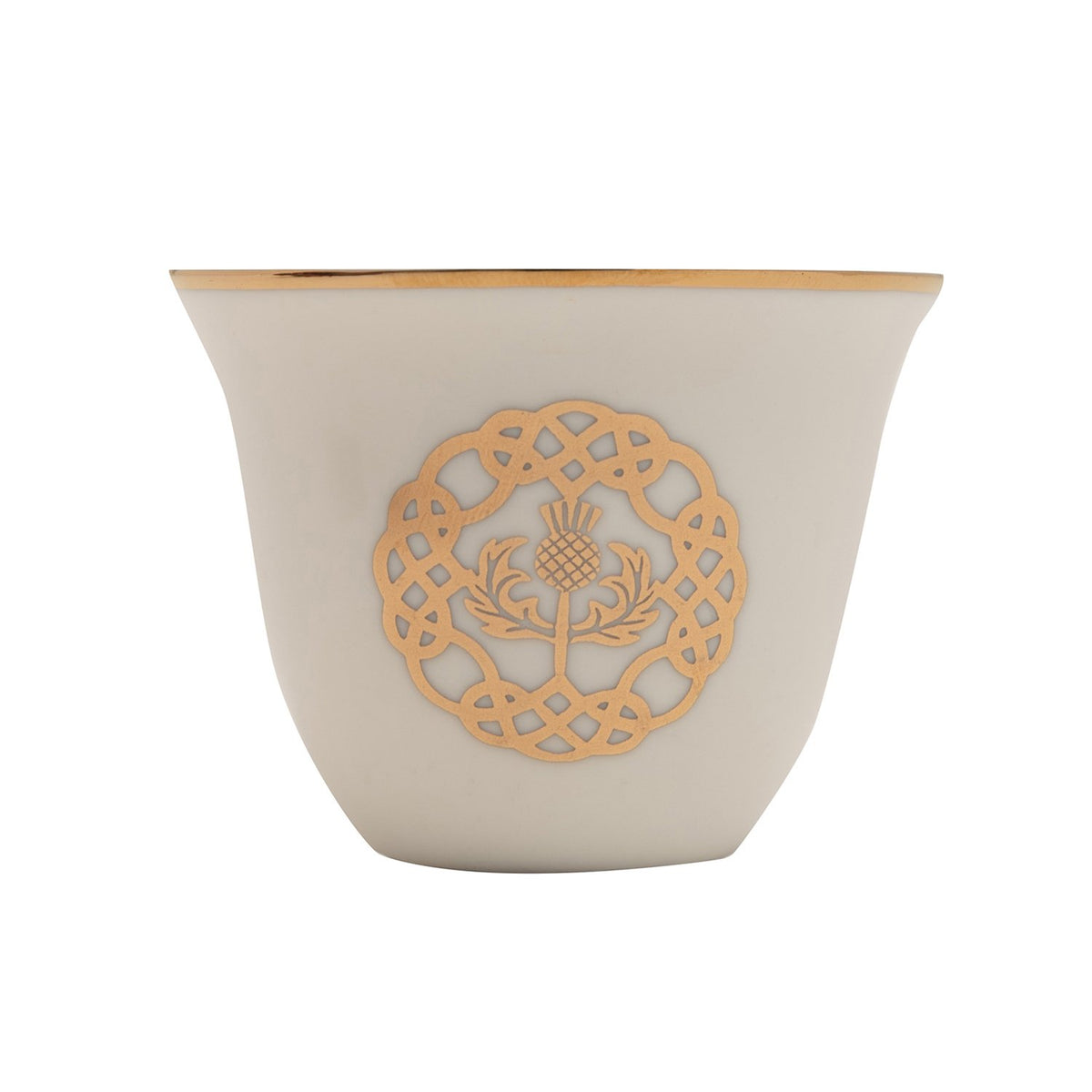 12Pc Arabic Cawa Cups Gld Line Wht Bc - Sy118-G