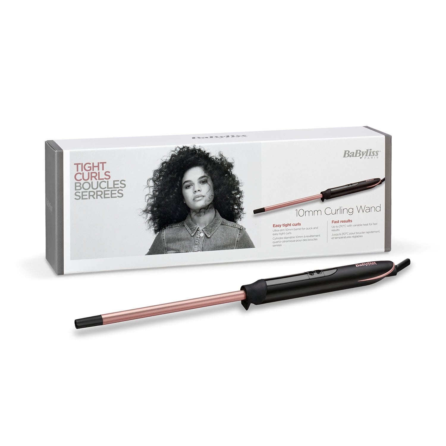 BABYLISS CURLING IRON 10MM LED 6 TEMP QUARTZ CERAMIC - C449SDE