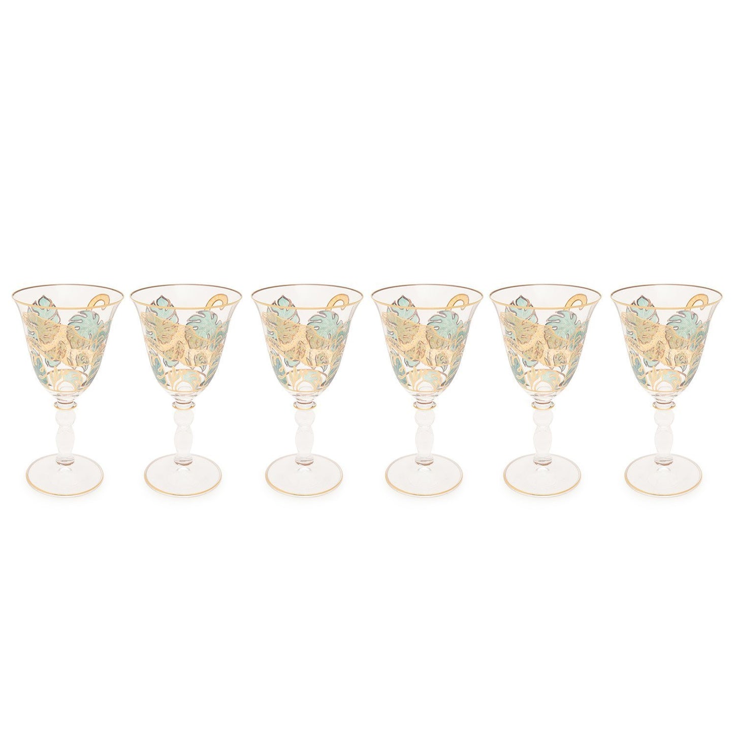 Combi Latisha Goblet Set - Green And Gold, 260 Ml, Large, 6 Piece - G748Z/96