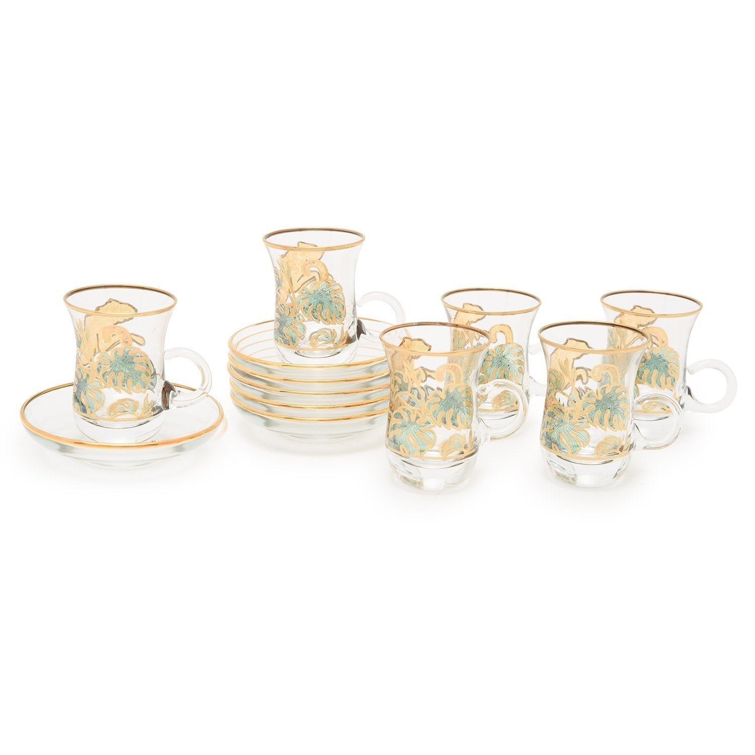 Combi Lesley Tea Cup and Saucer Set - Green and Gold - G748Z/35