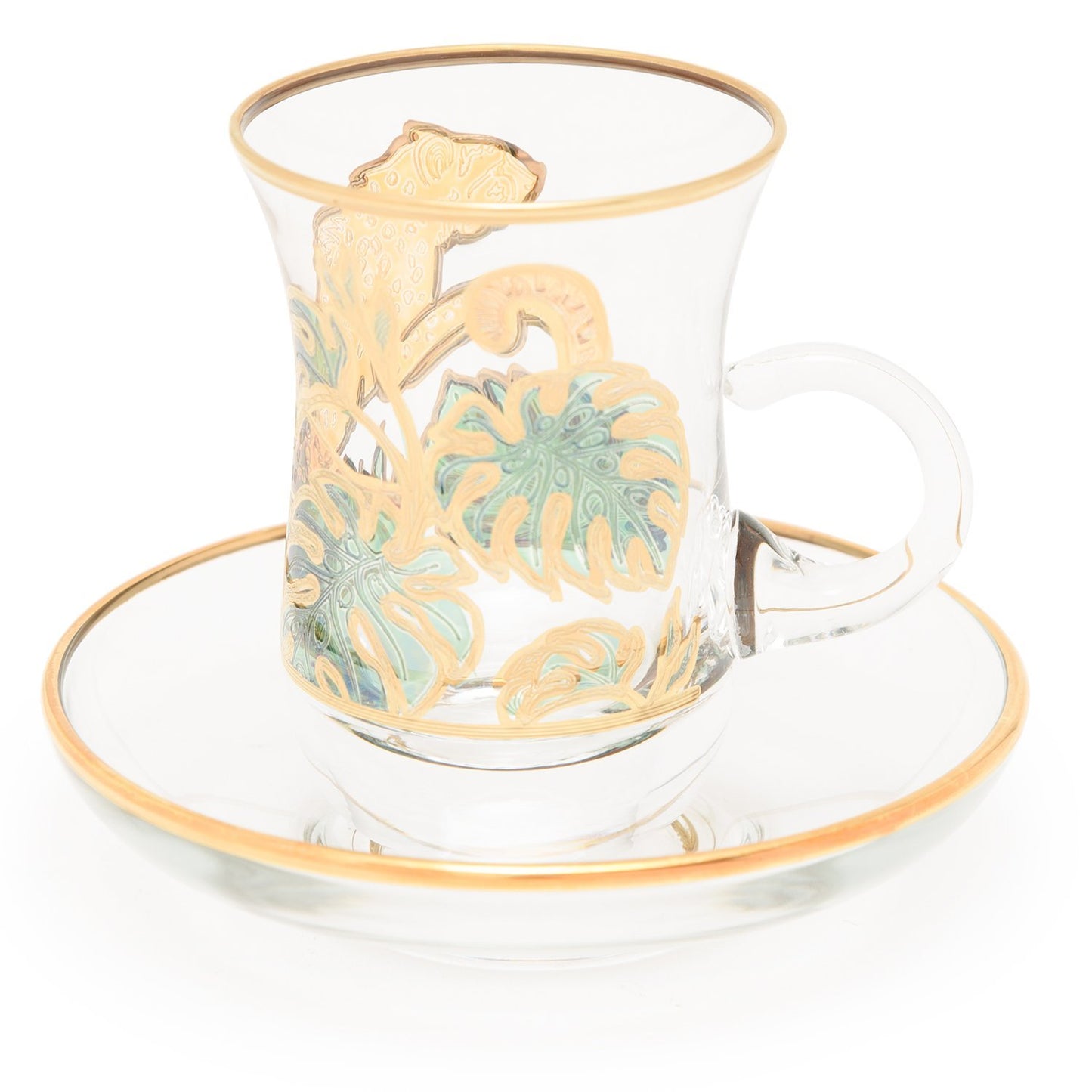 Combi Lesley Tea Cup And Saucer Set - Green And Gold - G748Z/35