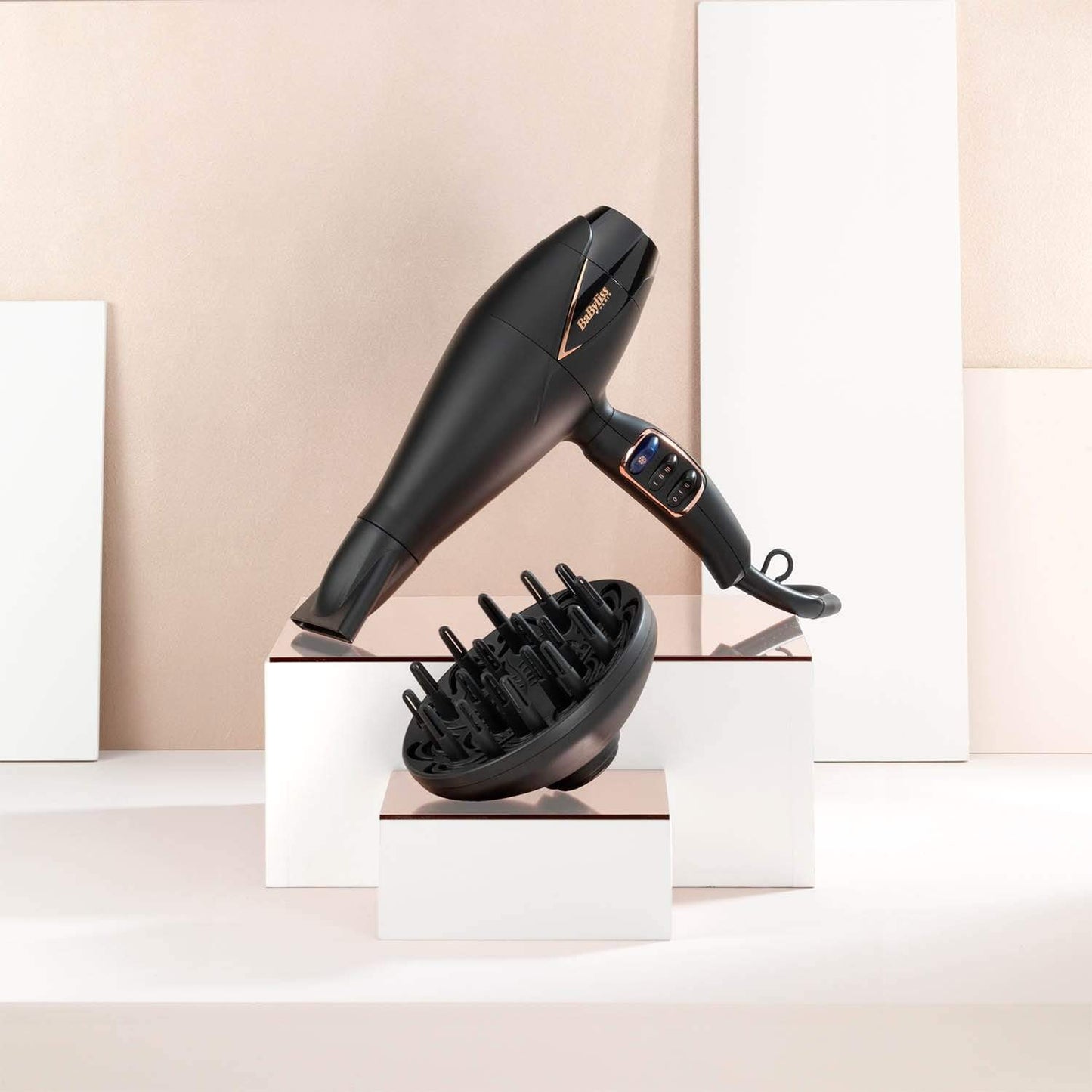 Babyliss Digital Dryer 2200W Black Bronze Super Ionic Diffuser  Frizz Control 3 Heat 2 Speed Cool Shot Titanium Ceramic Slim Nozzle - D665Sde