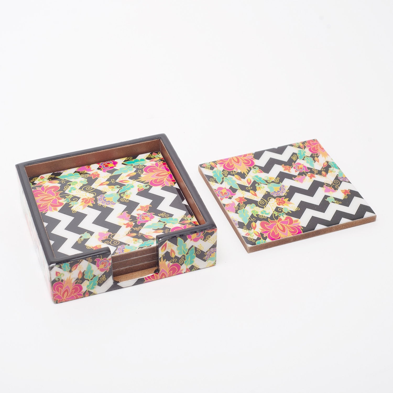 DECORISTA VERENE MDF PRINT-15 COASTER SET OF 4PC 10X10X3CM - DCHM-JSML-022