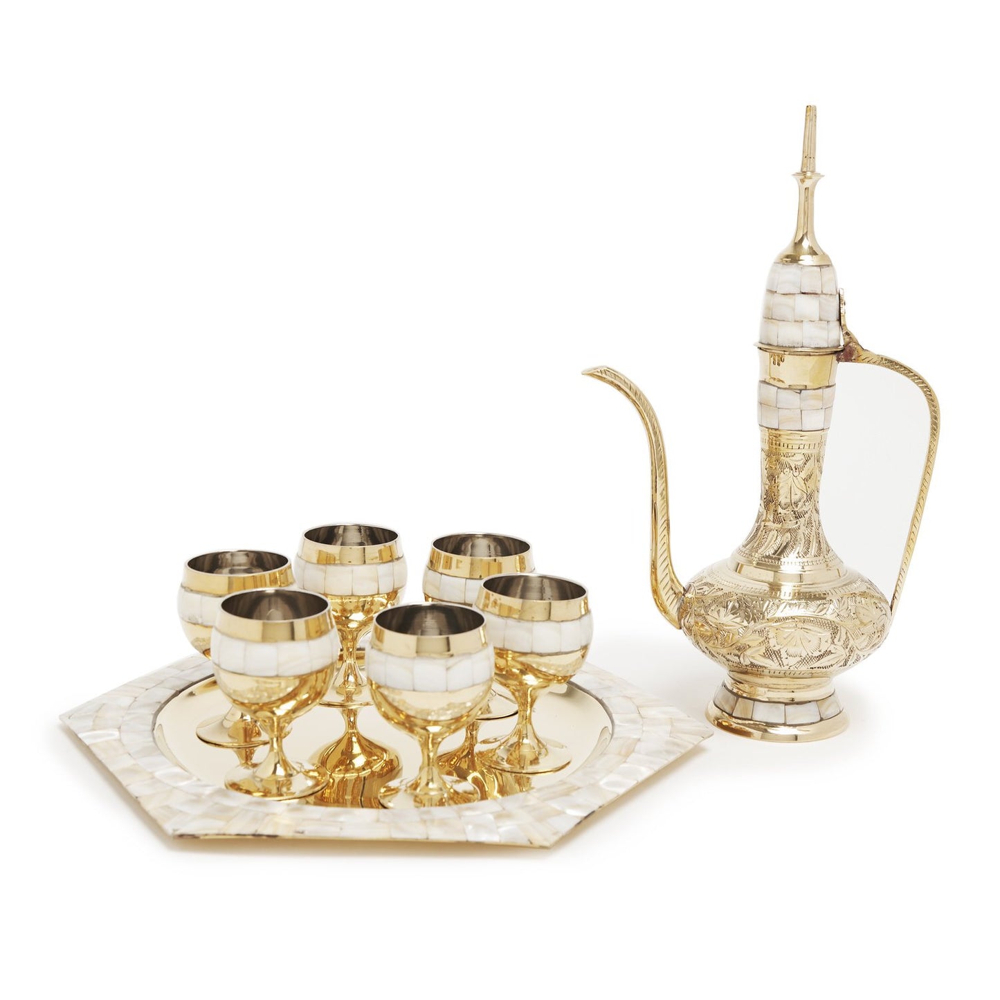 FINE FINISH HANDMADE AFTABA SET/6 GOBLET MOP POLISH