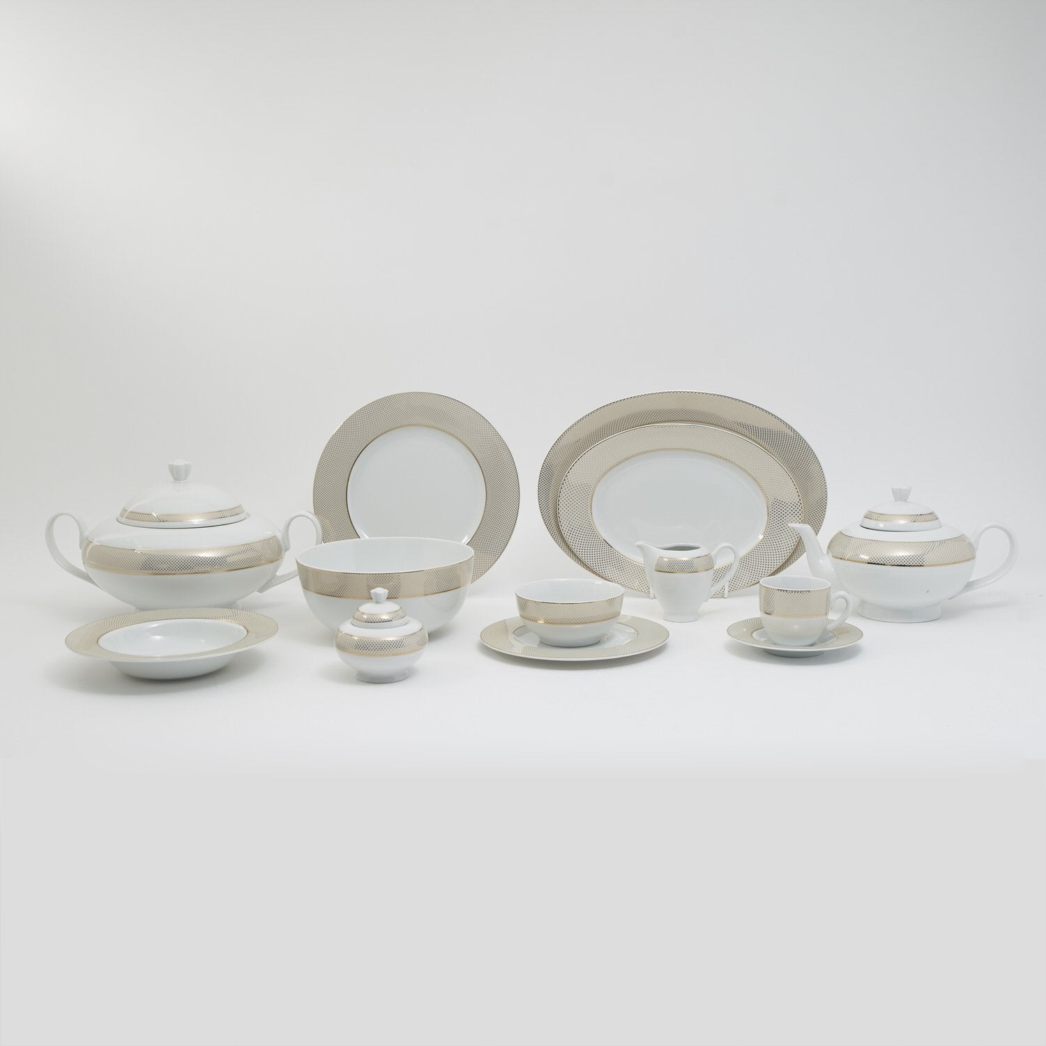 KAROLINA GINGHAM GOLD 83PC DINNER SET-GHMGLD/83DS