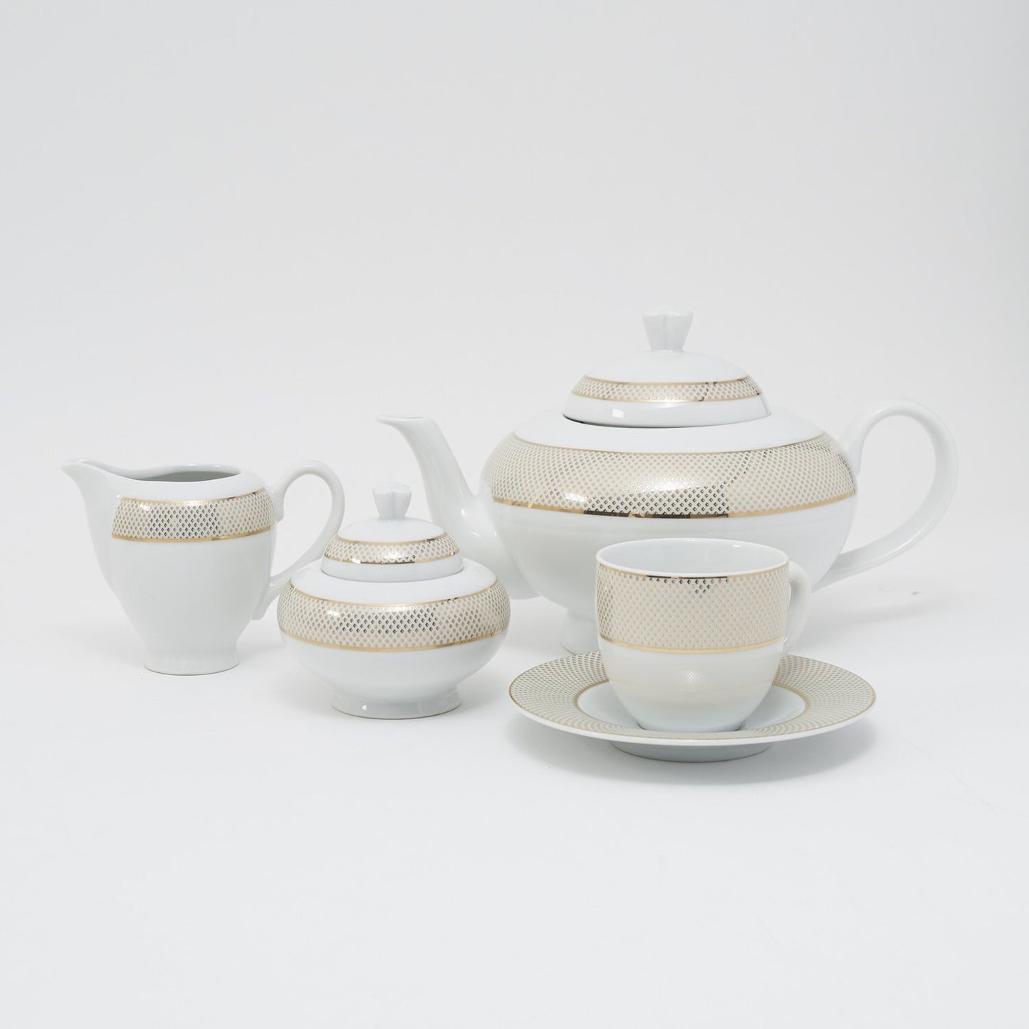 Karolina Gingham Gold 83Pc Dinner Set - Ghmgld/83Ds