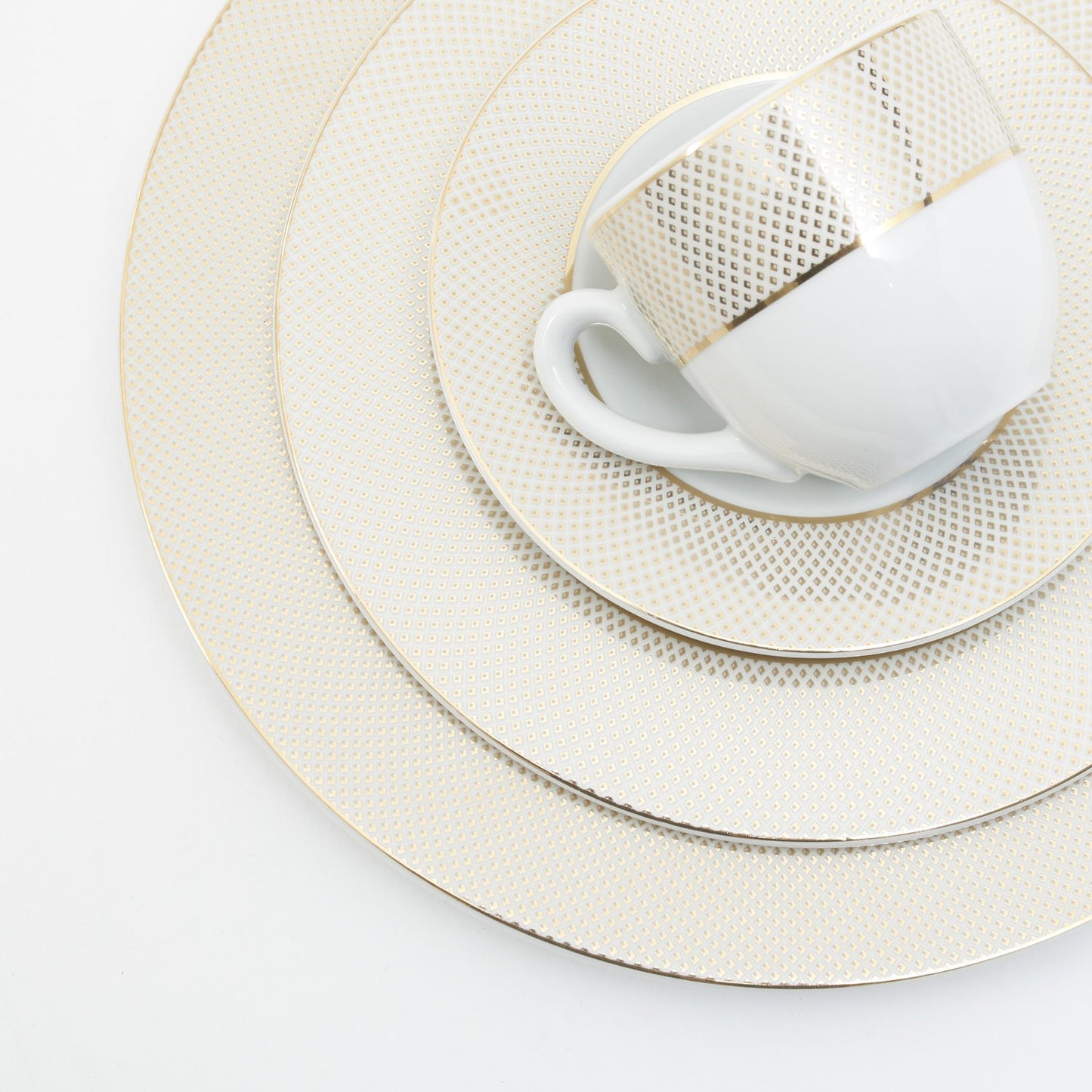 Karolina Gingham Gold 83Pc Dinner Set - Ghmgld/83Ds