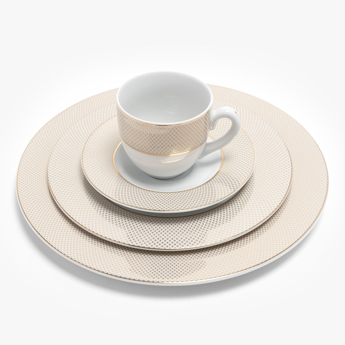 Karolina Gingham Gold 83Pc Dinner Set - Ghmgld/83Ds