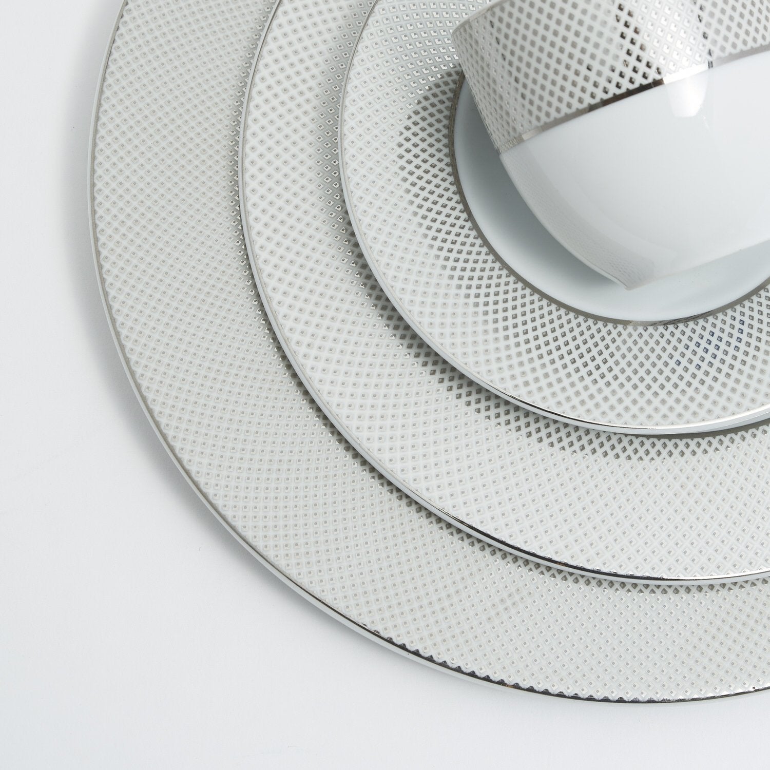 GINGHAM PLATINUM 83PC DINNER SET